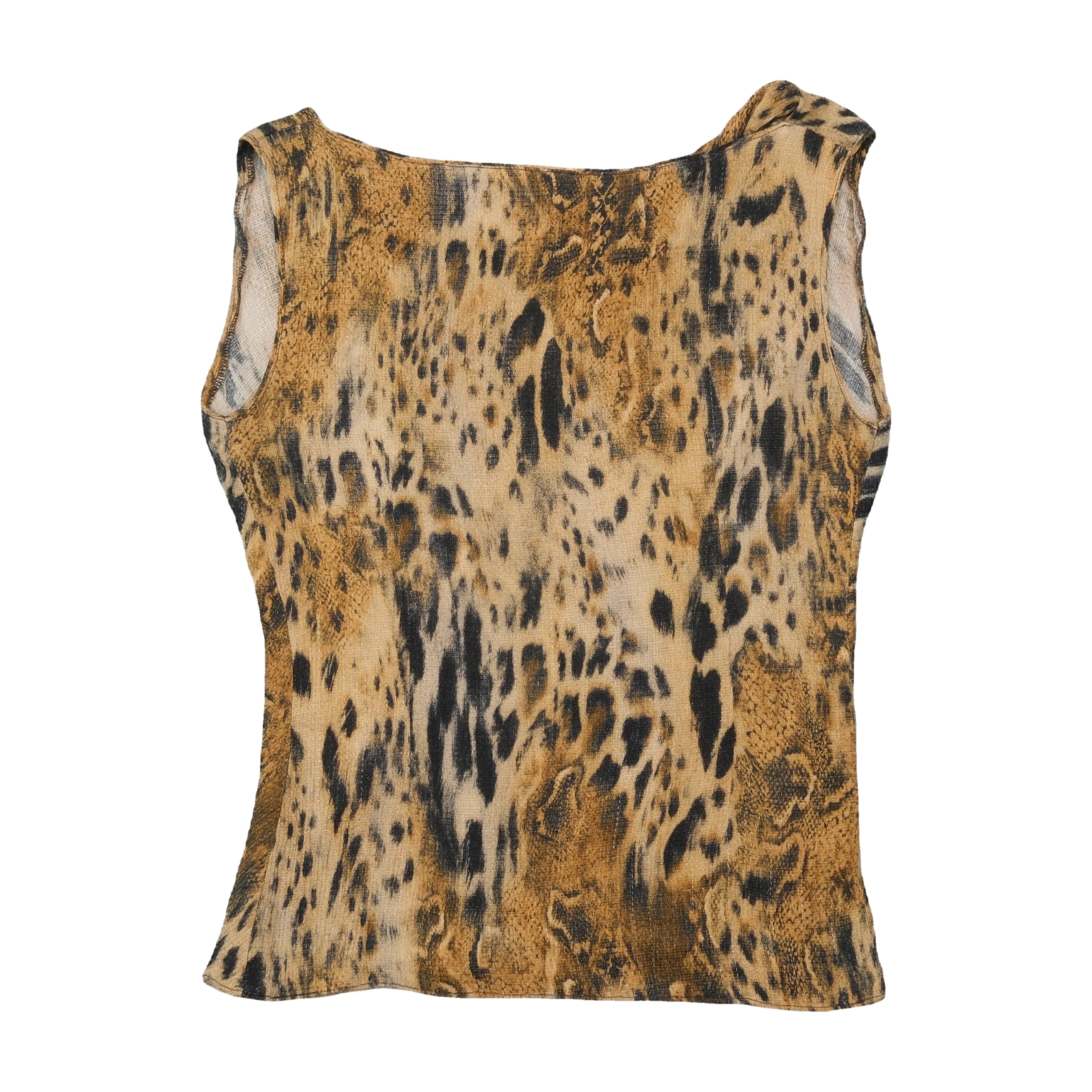 Top de alças de malha sem mangas com estampado animal