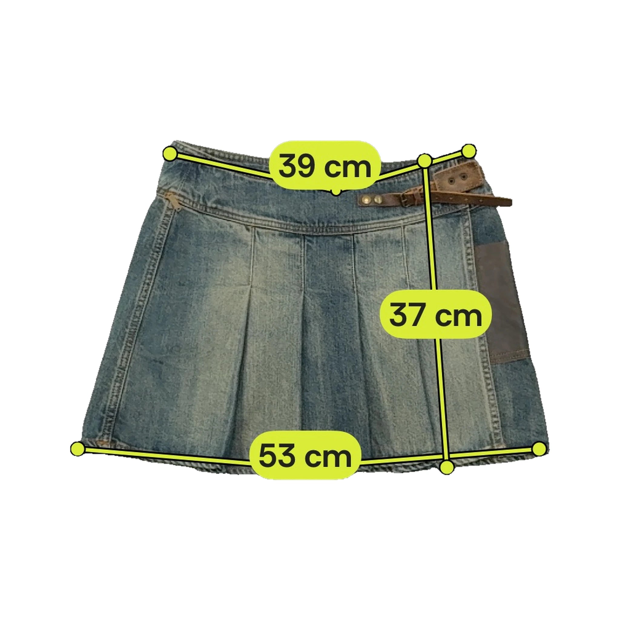 Mini saia Plissada Guess em ganga com Detalhe de Cinto em pele