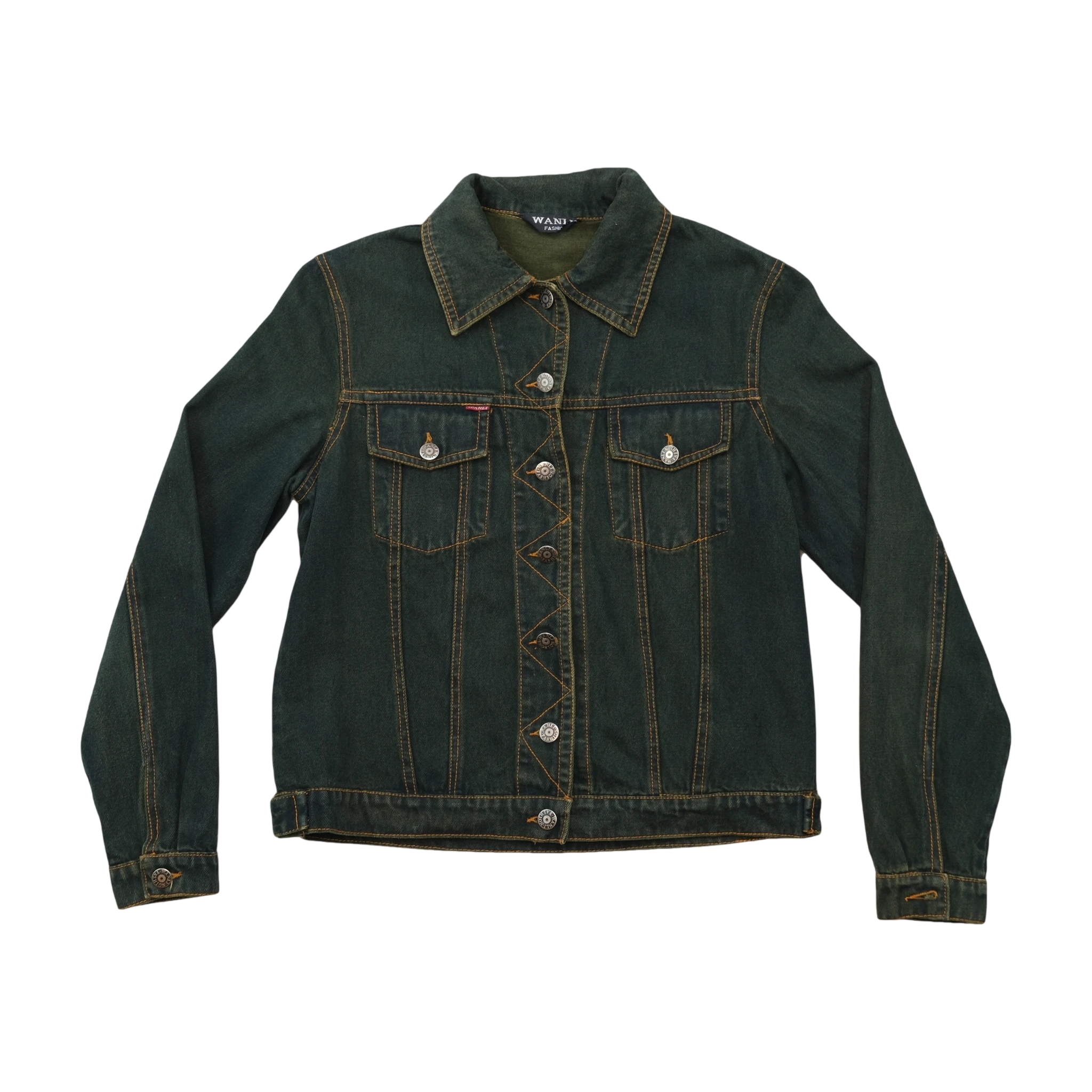 WANT Dark Green Cotton Denim Trucker Jacket
