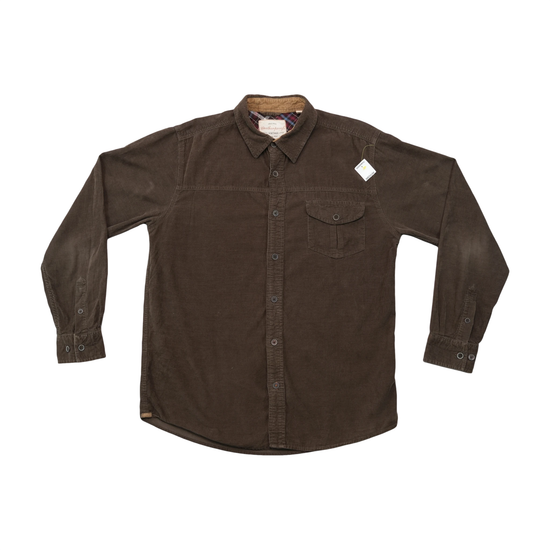 Weatherproof Vintage Brown Cotton Corduroy Button-Up Shirt