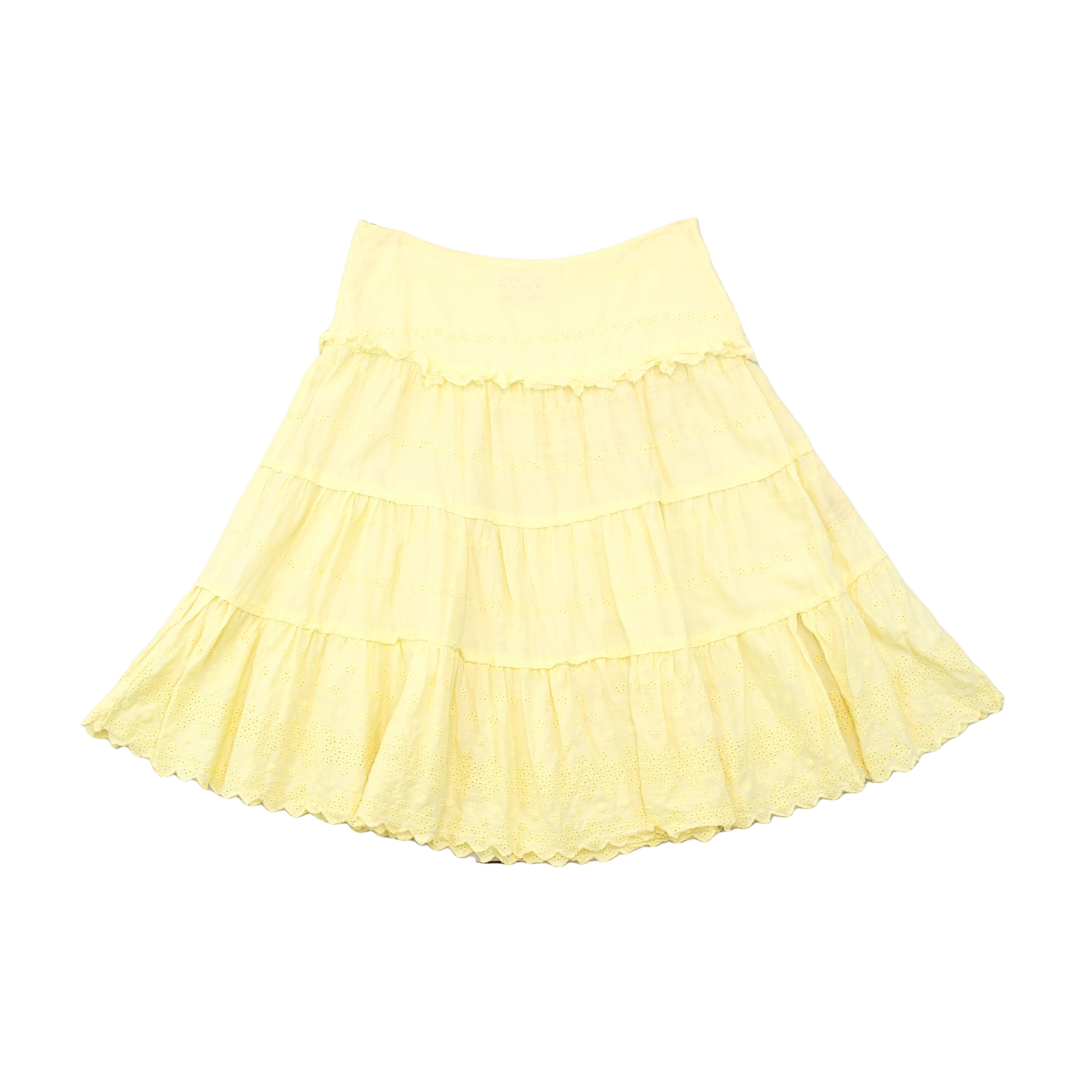 Saia Calvin Klein Jeans em algodão amarelo em Camadas com Ilhós