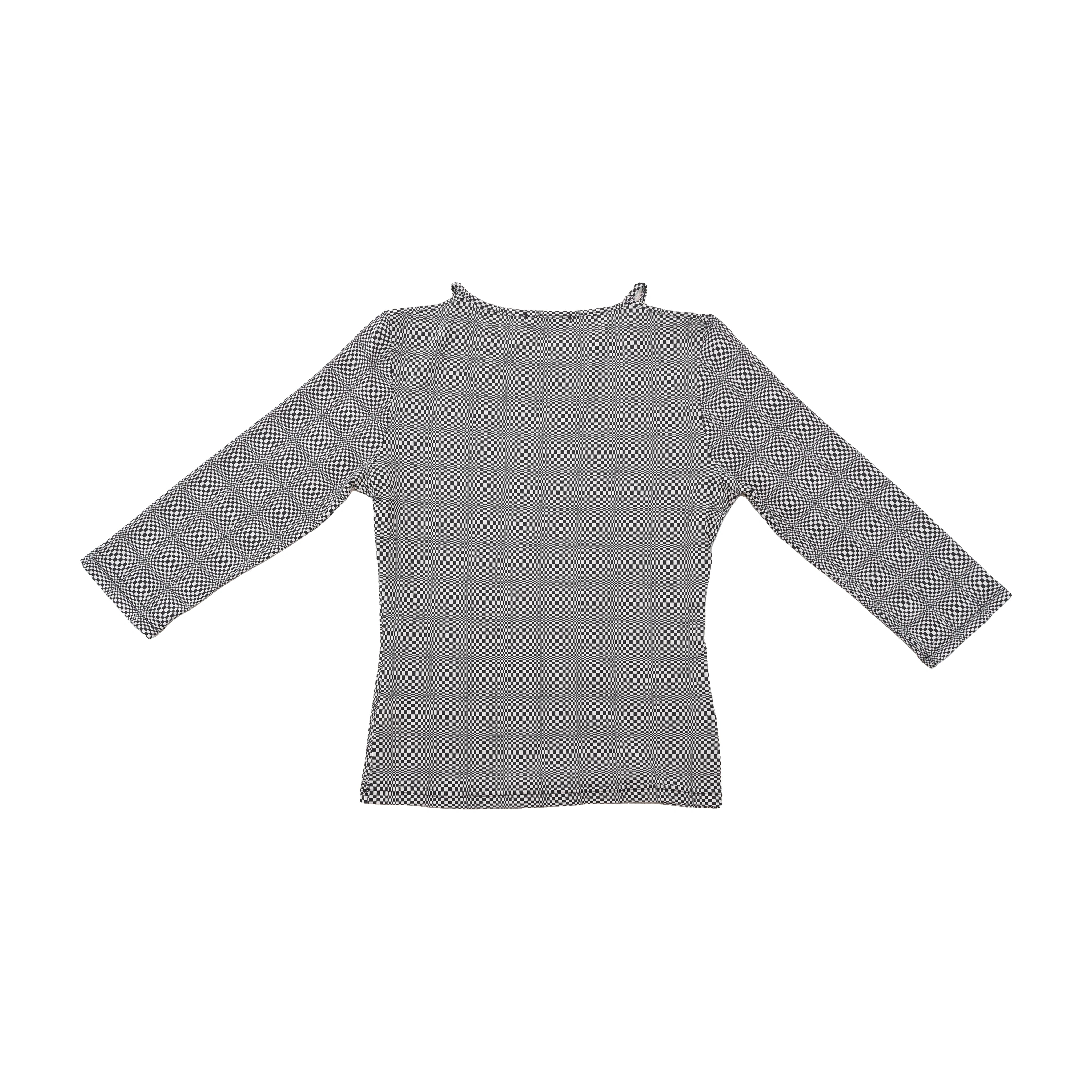 Sasch Black White Optical Check Stretch Blouse (repriced)