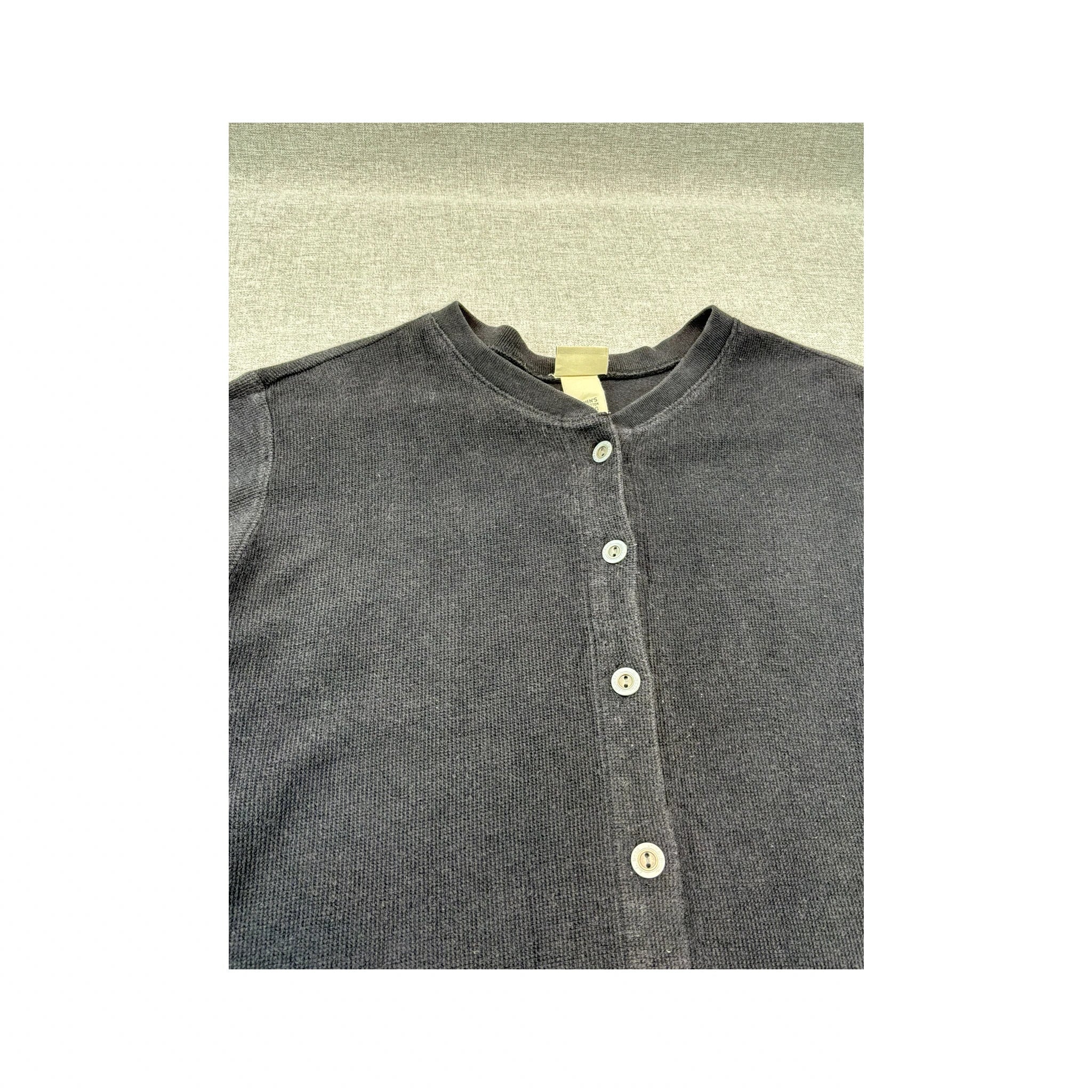 L.L.Bean Vintage Black Cotton Button Front Cardigan Sweater