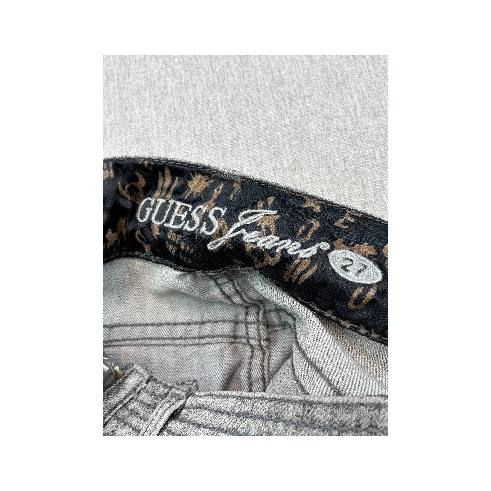 GUESS Quilted Zip Detail Denim Mini Skirt