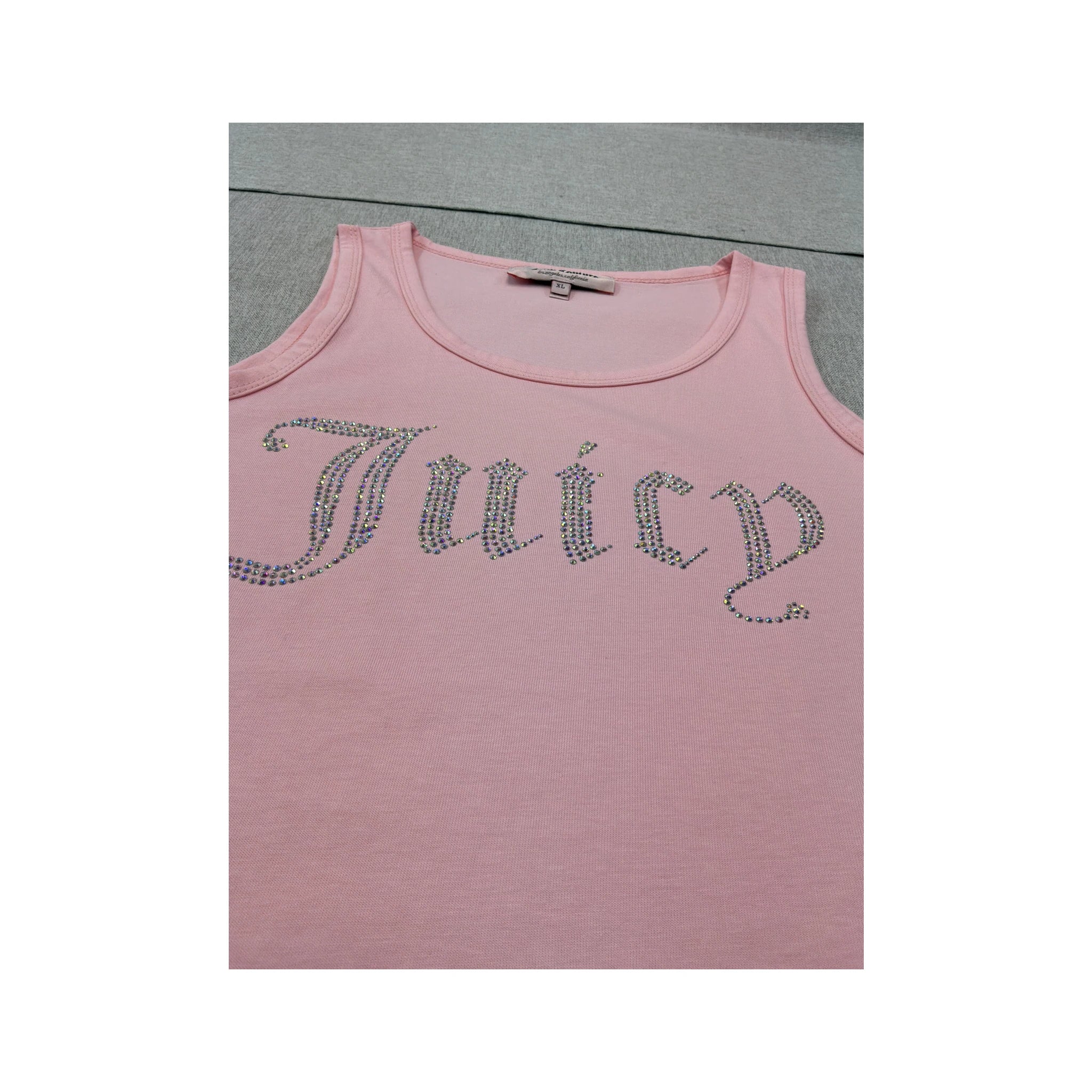 Juicy Couture Rhinestone Logo Pink Cotton Blend Tank Top