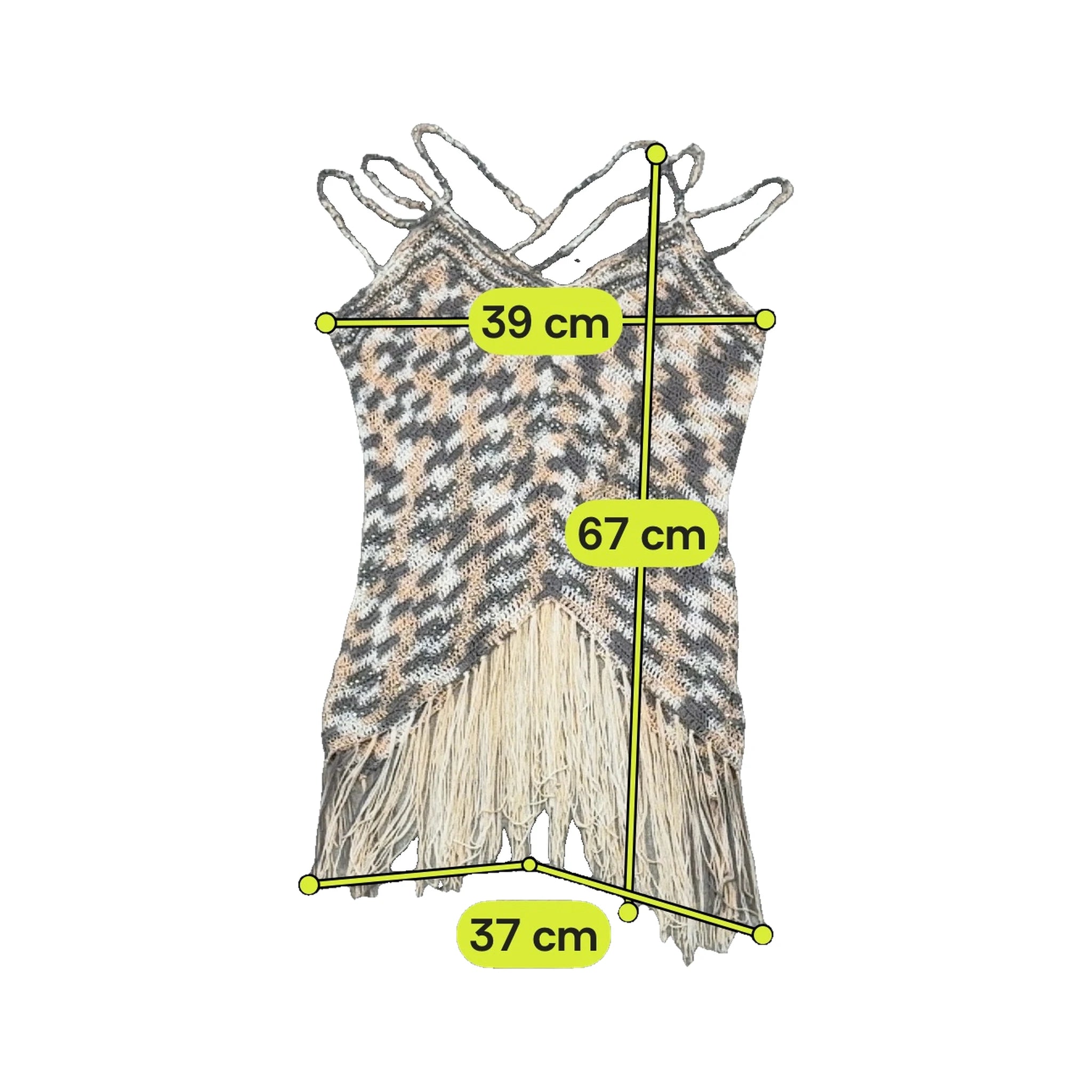 Hua Di Cheng Beaded Crochet Fringe Tank Top