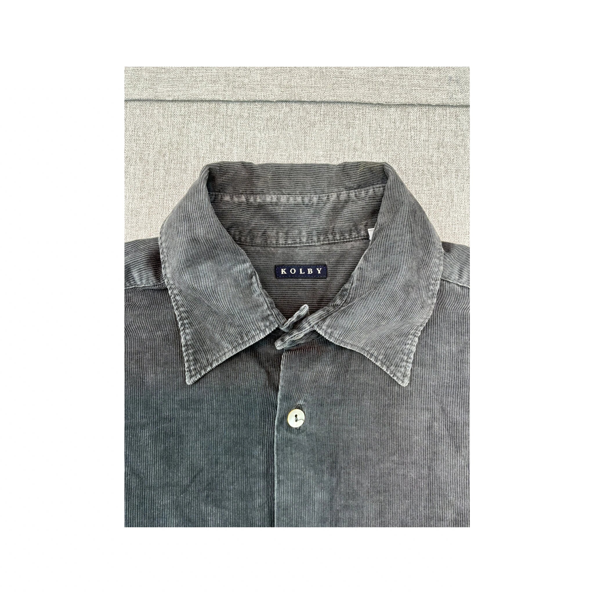 Kolby Gray Cotton Corduroy Button Up Shirt