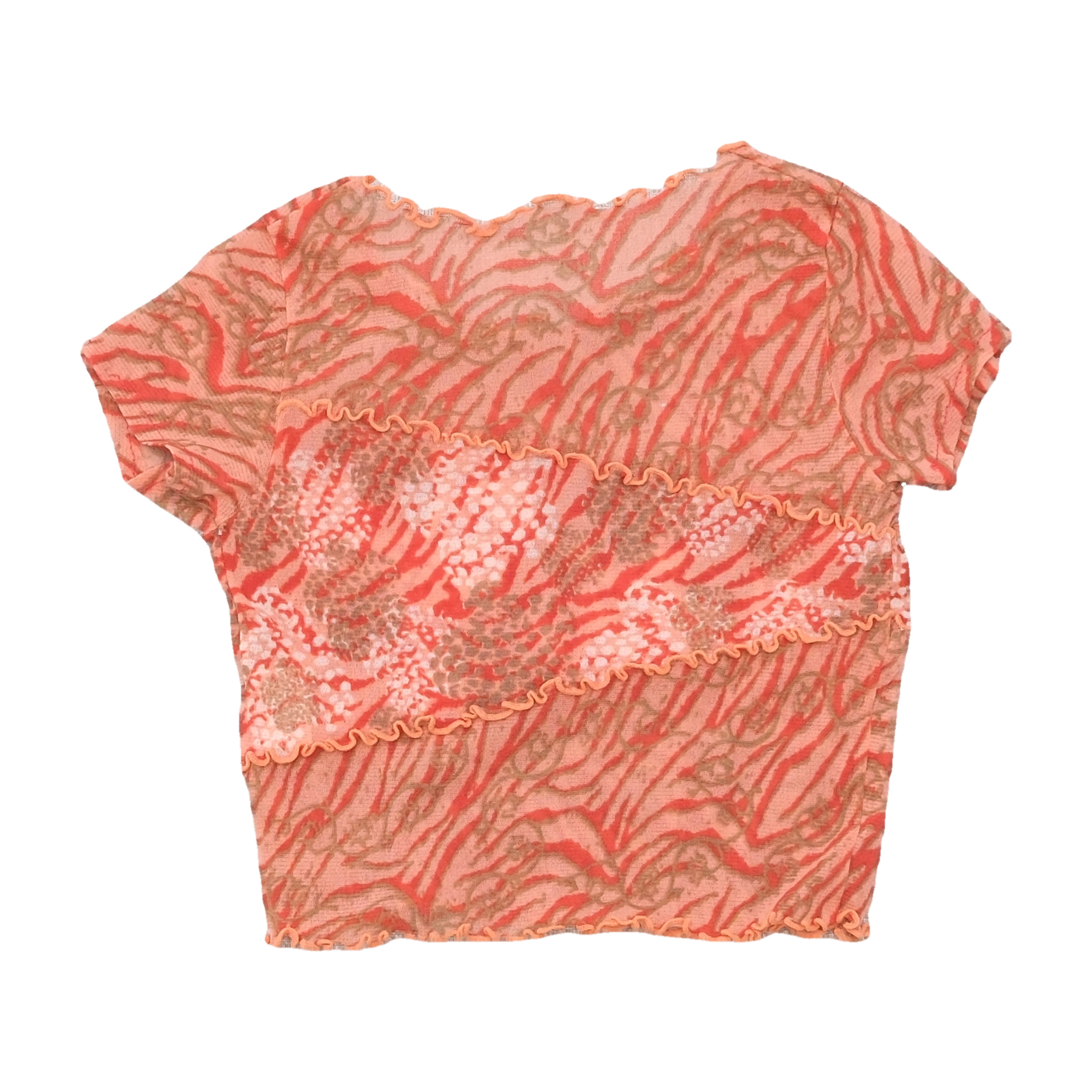 Abstract Mesh Ruffle Trim Baby Tee