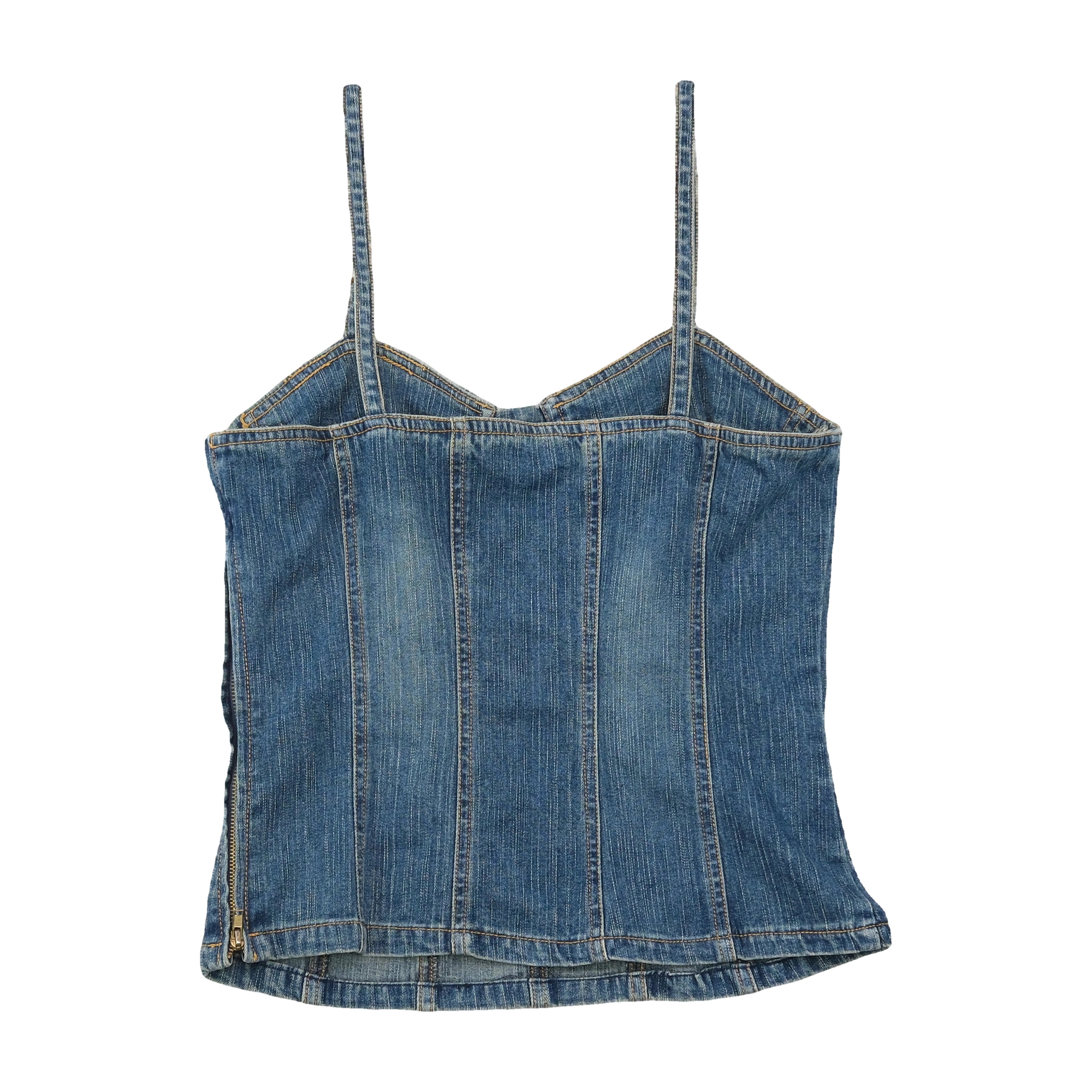 Y2K Beaded Sequin Denim Corset Tank Top