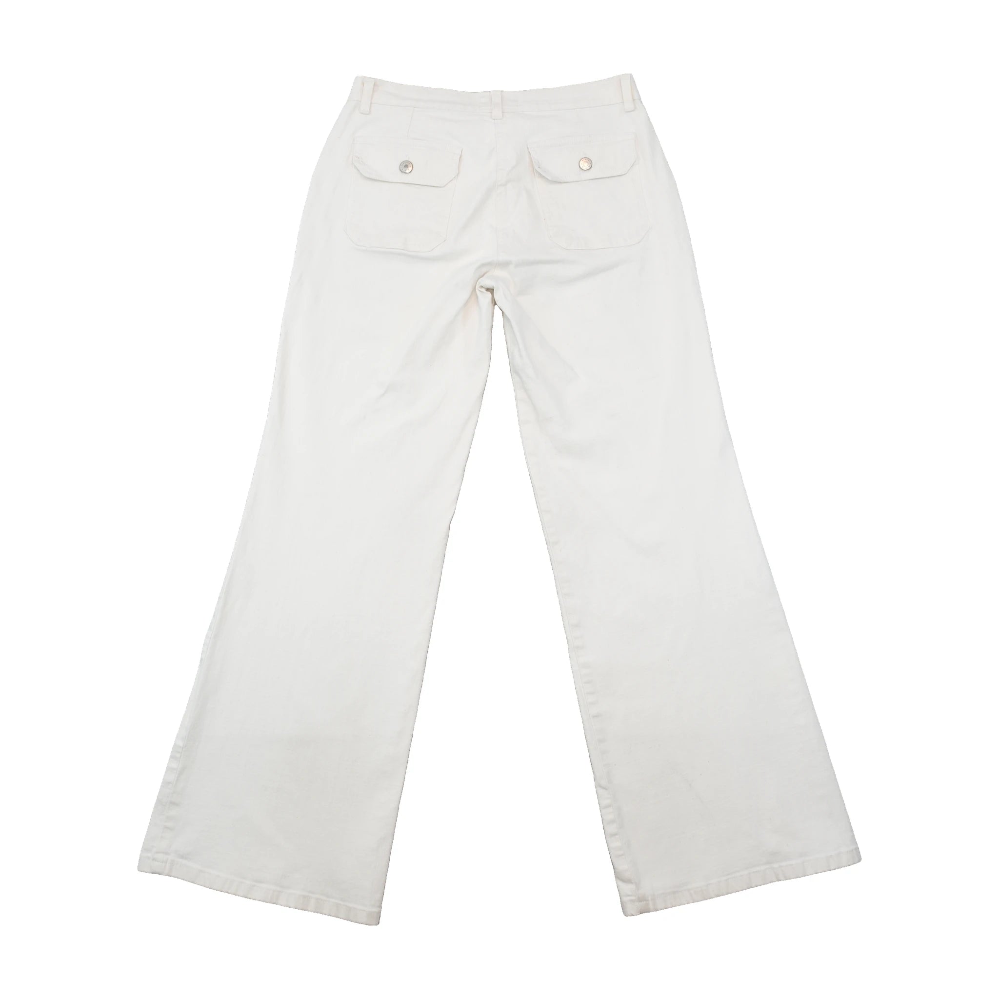 Crazy World by Biolife Vintage White Cotton Wide Leg Utility Pants