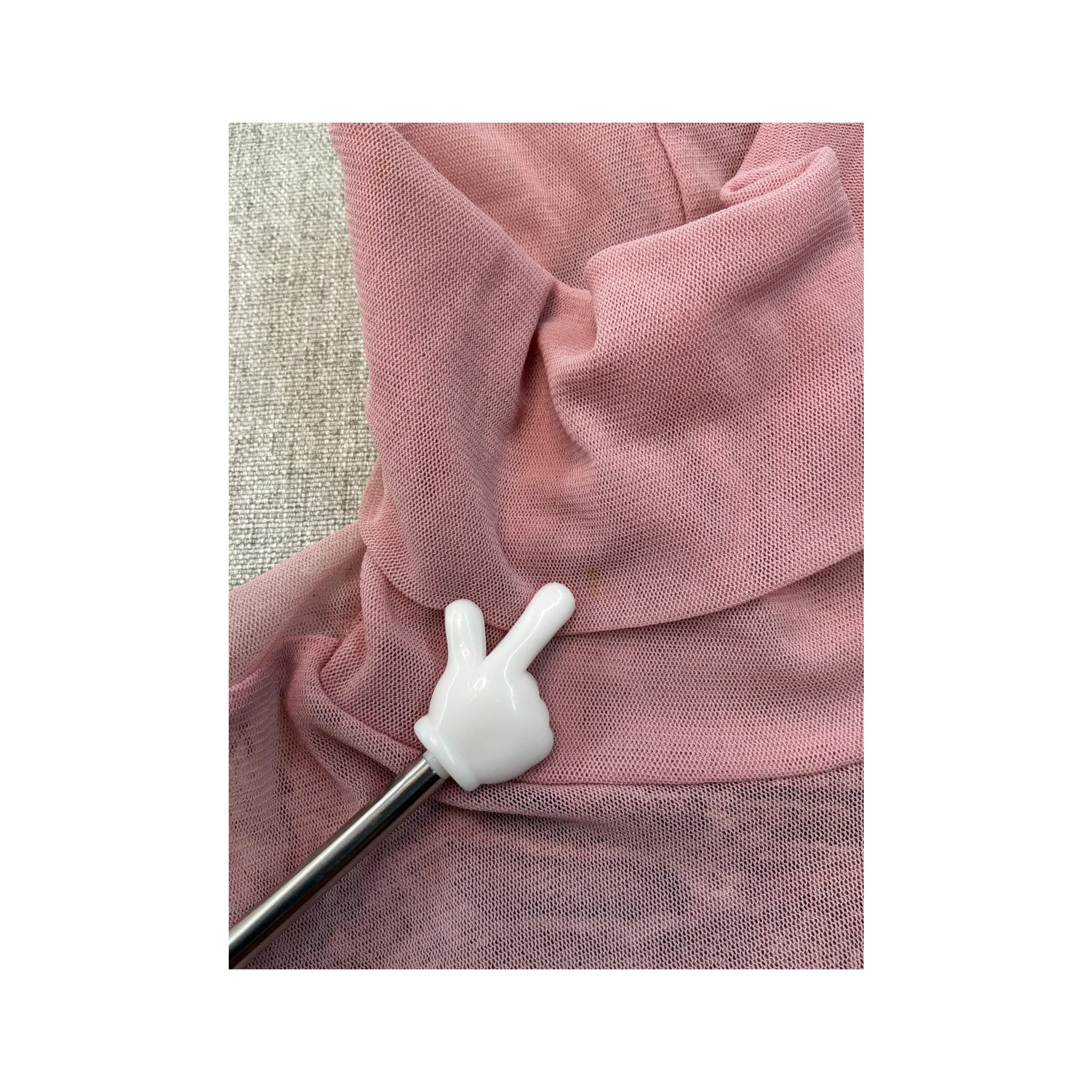 Top de alças Transparente vintage rosa em Rede com gola alta Adornada