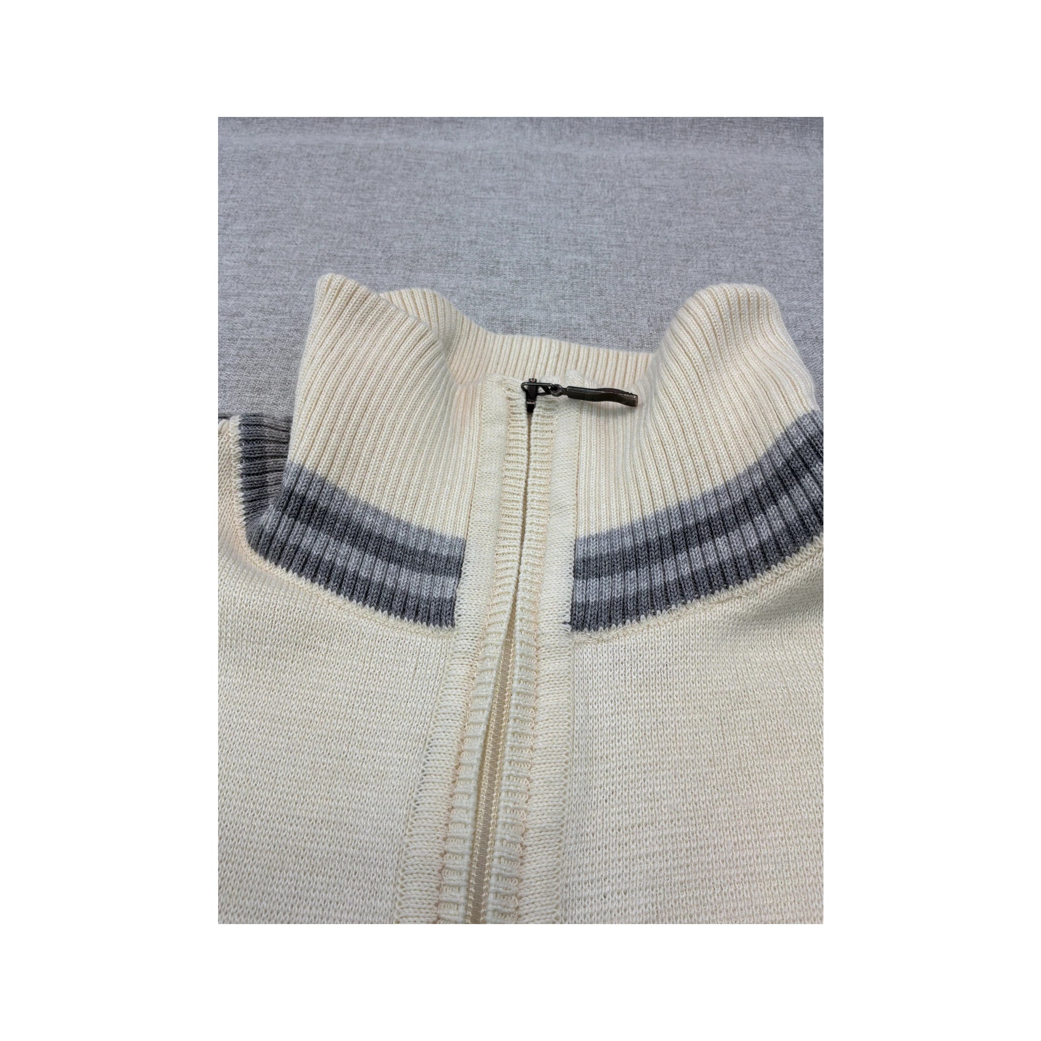 Navigare Vintage New Wool Full Zip Mock Neck Knit Sweater