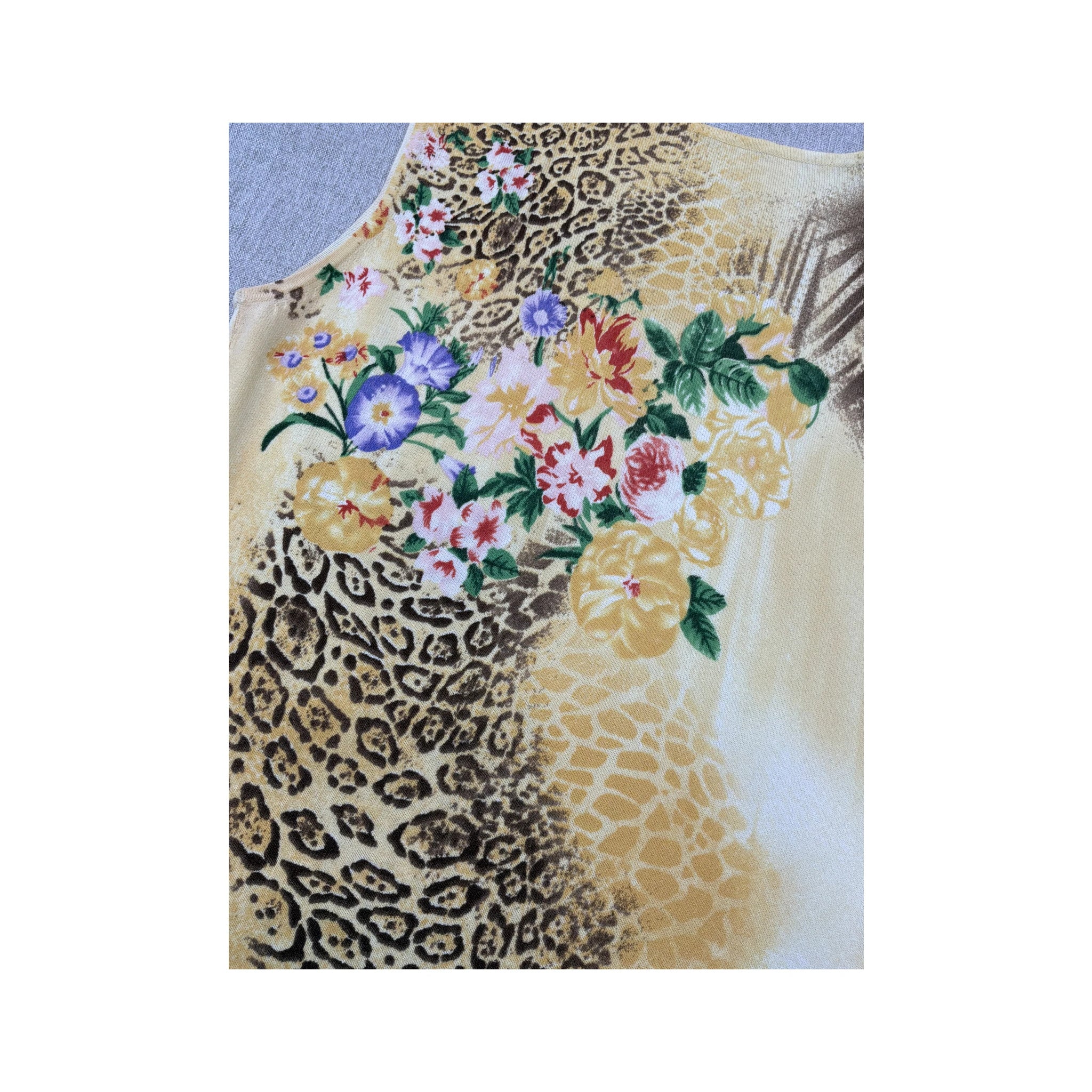 Vintage Floral Leopard Print Viscose Tank Top (Repriced)
