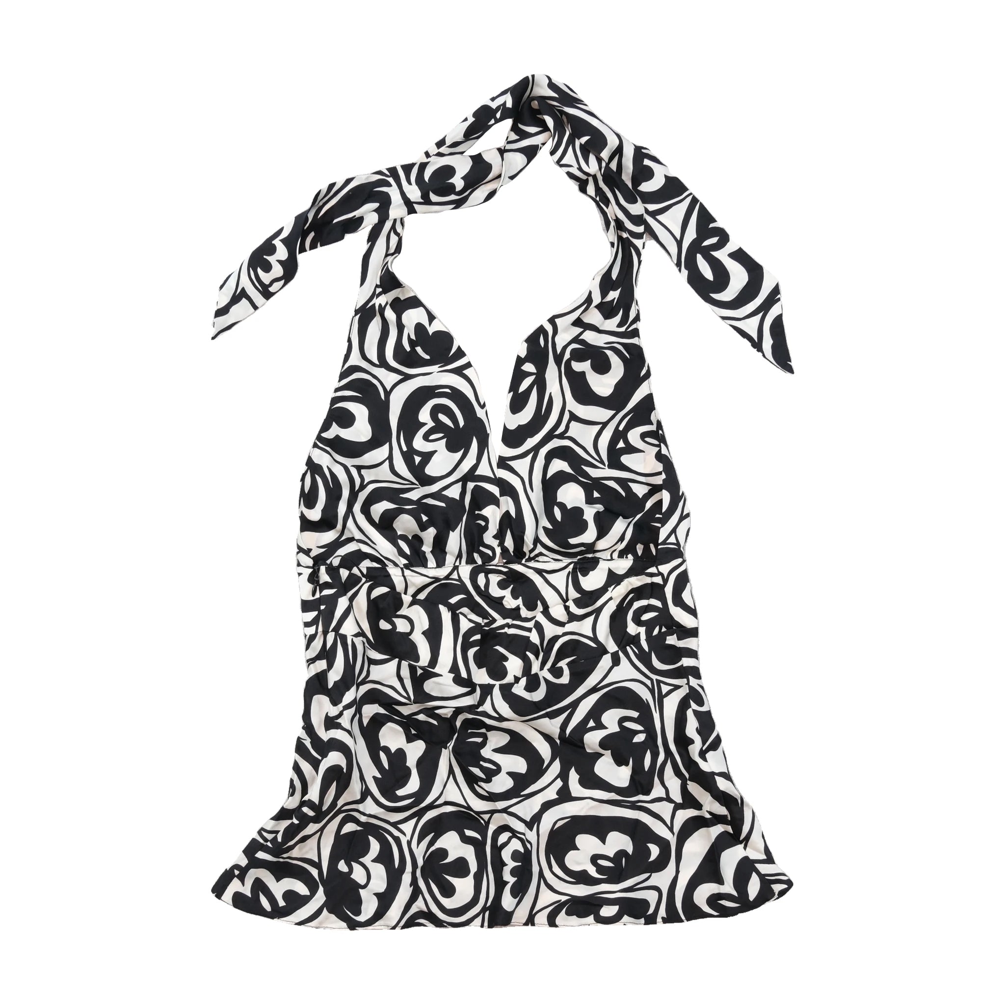 List Boutique Black & White Printed Halter Blouse