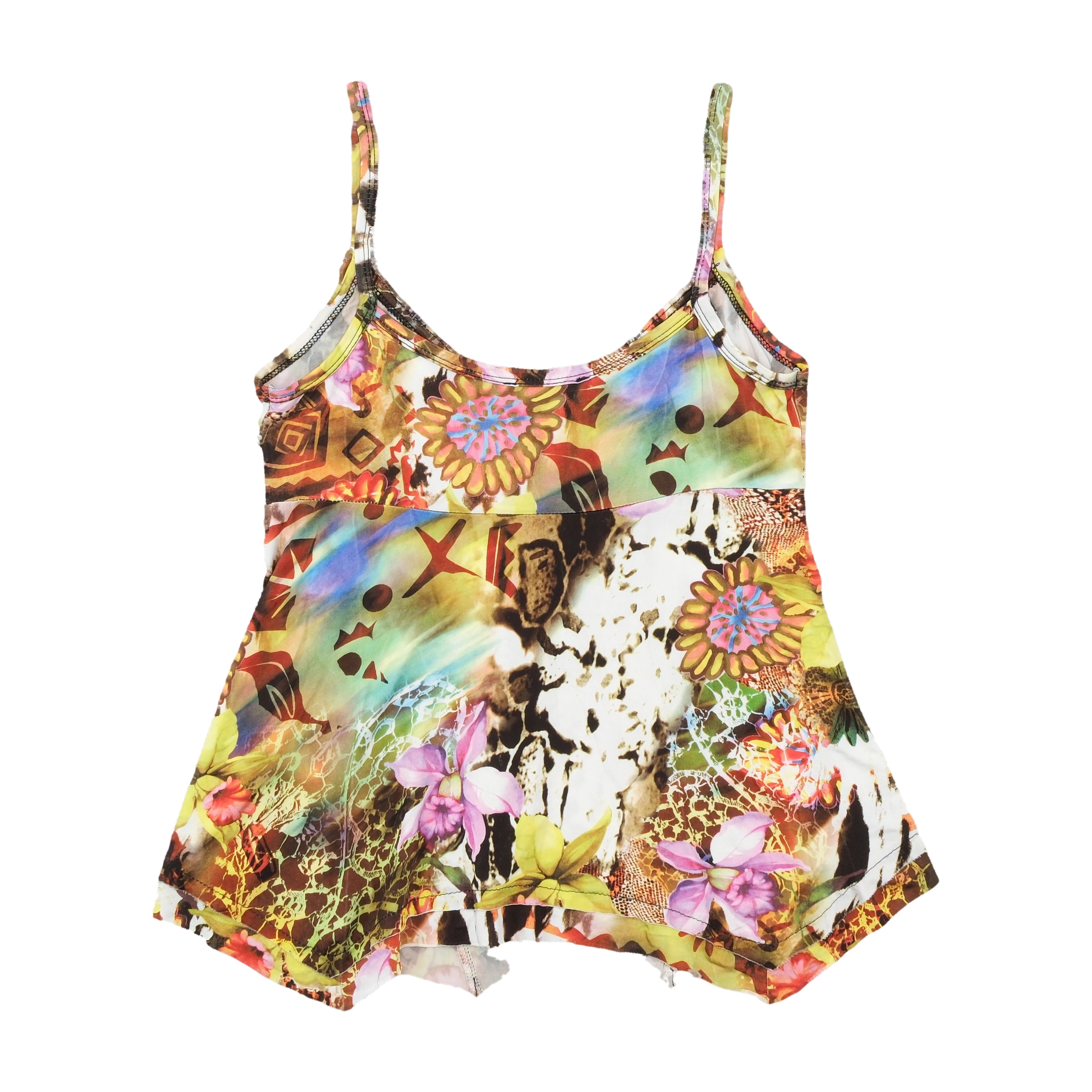 Top de alças Coccapani Trend com estampado floral abstrato e Acabamento de Lantejoulas