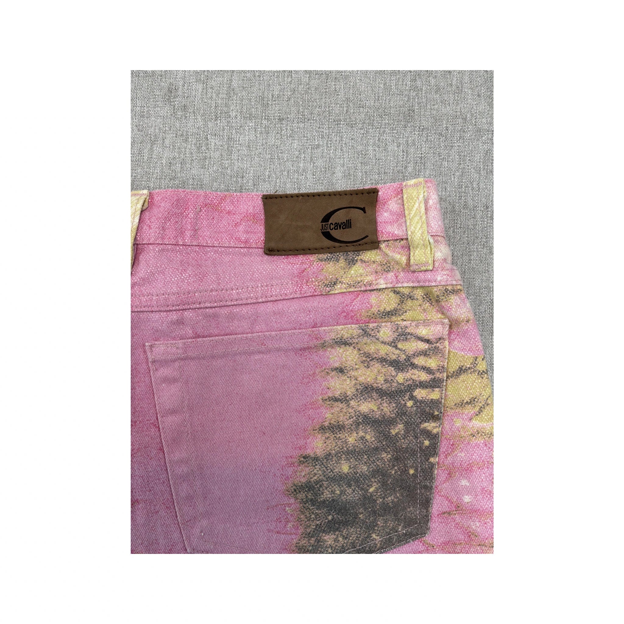 Just Cavalli Pink Tie-Dye Denim Mini Skirt