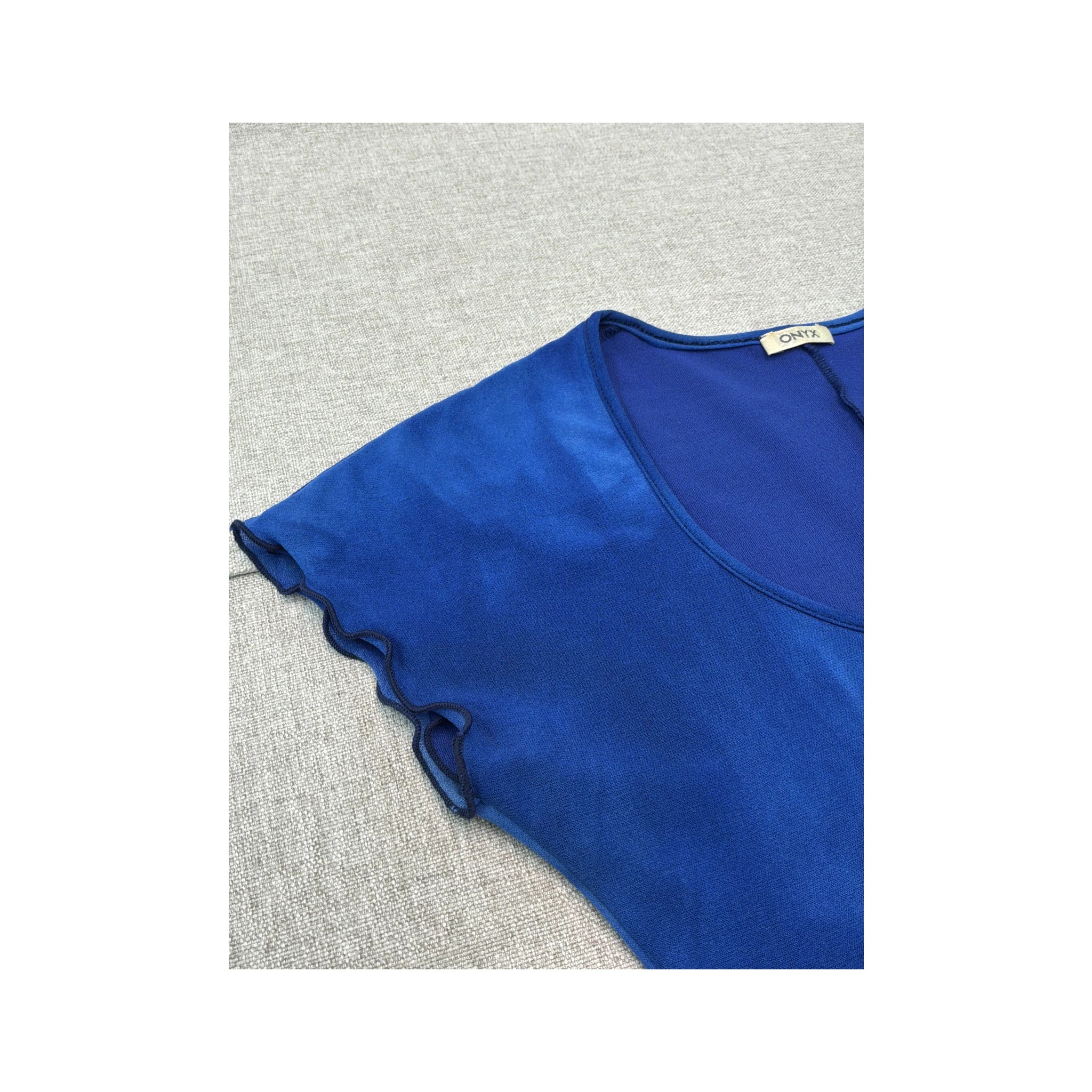 Vestido Transparente Onyx azul em Rede com Bainha Esvoaçante