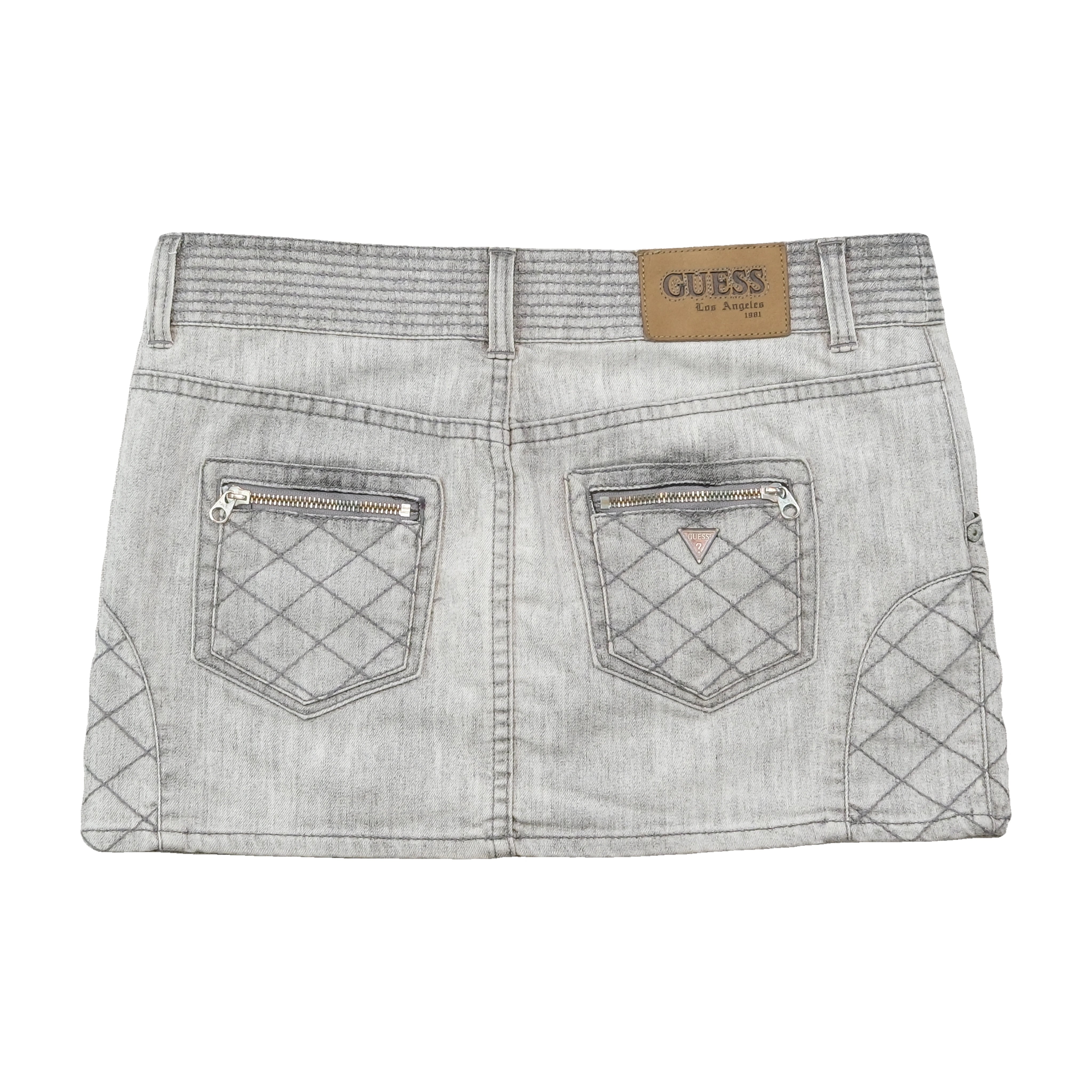 GUESS Quilted Zip Detail Denim Mini Skirt