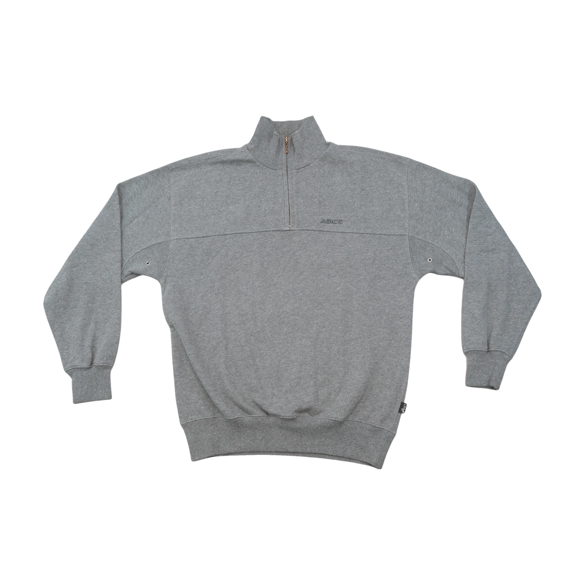 Asics Vintage Gray Quarter Zip Cotton Blend Sweater