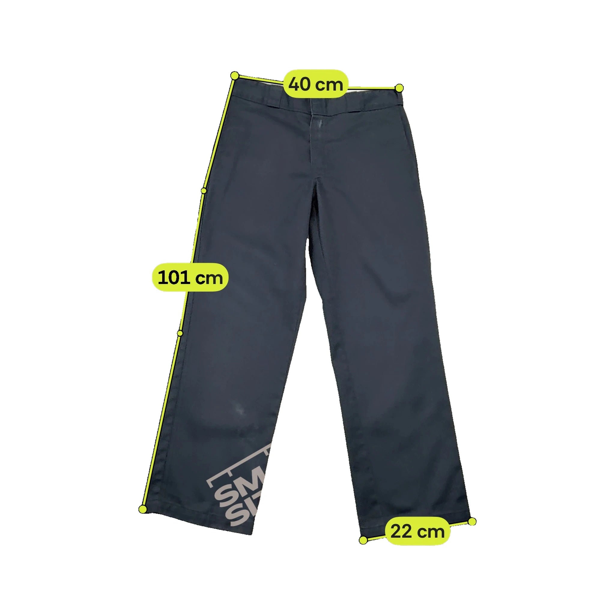 Calças de trabalho Dickies vintage pretas de perna direita