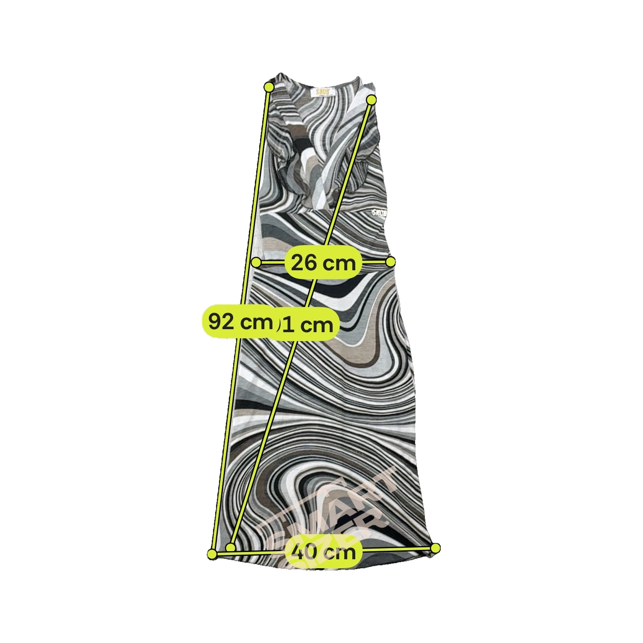 SNOB Abstract Swirl Print Sleeveless Midi Dress