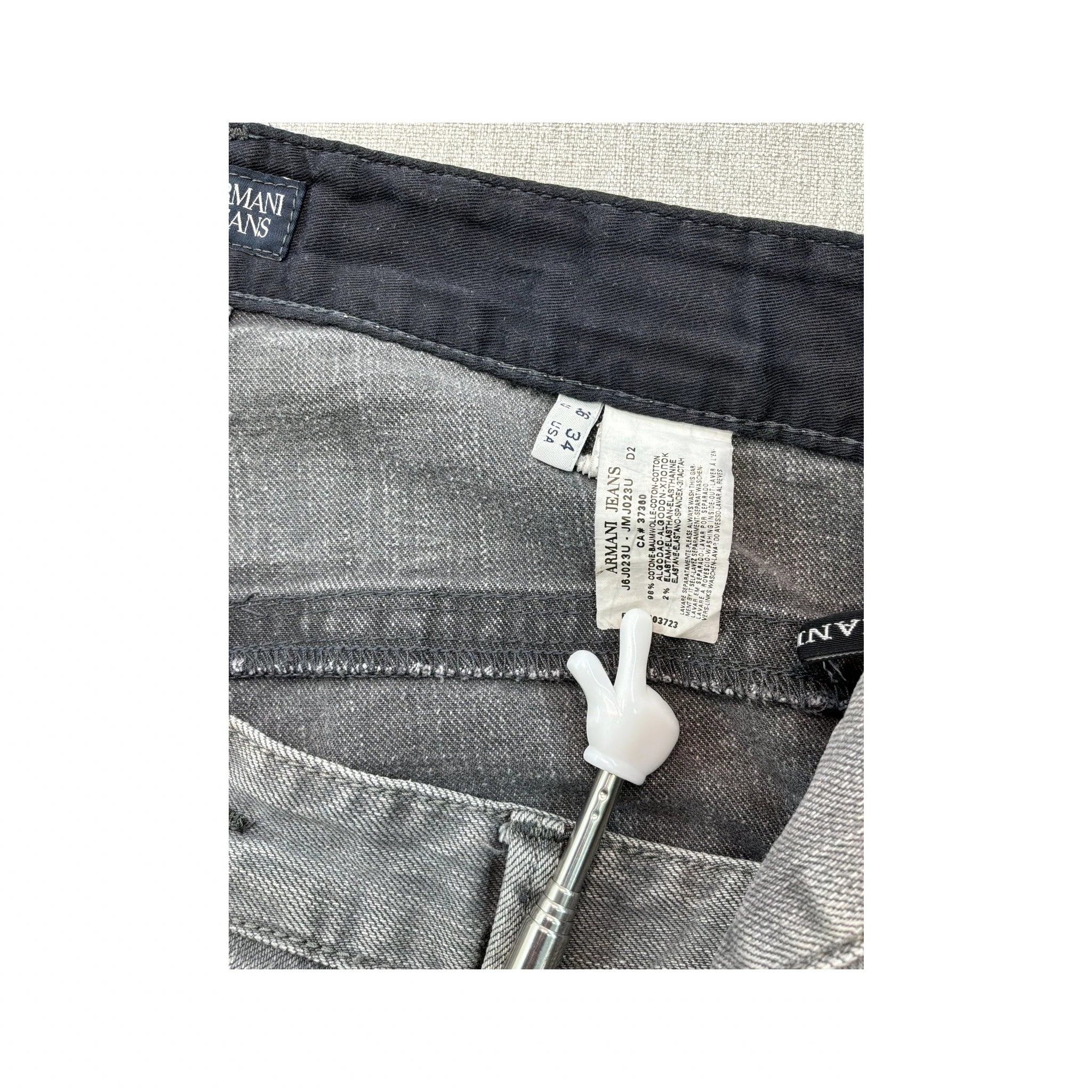 Armani Jeans Comfort Fit Gray Denim Jeans with HOG Eagle Back Patch