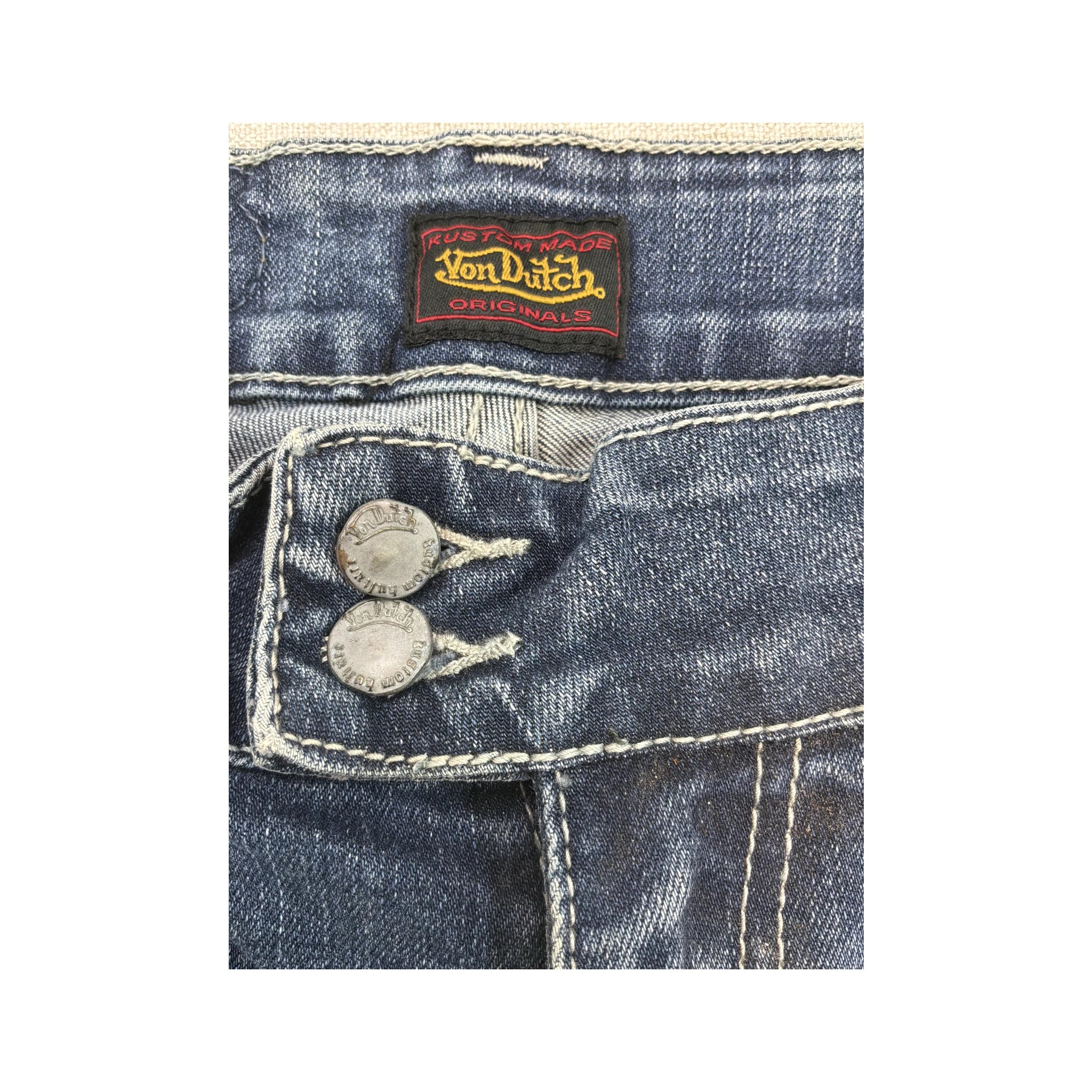 Von Dutch Originals Embroidered Pocket Stretch Cotton Jeans