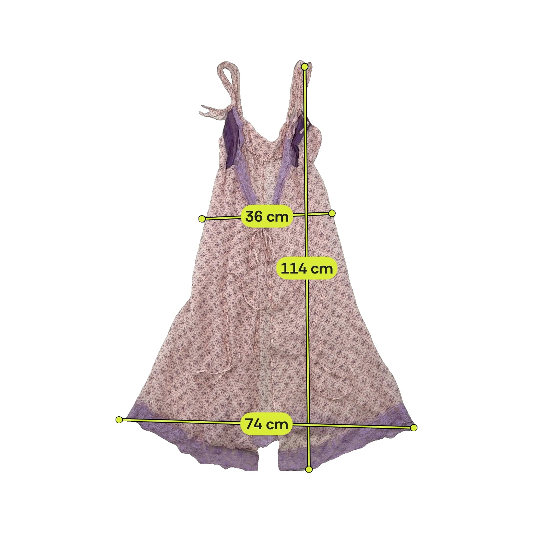Floral Lace Trim Tie Strap Dress