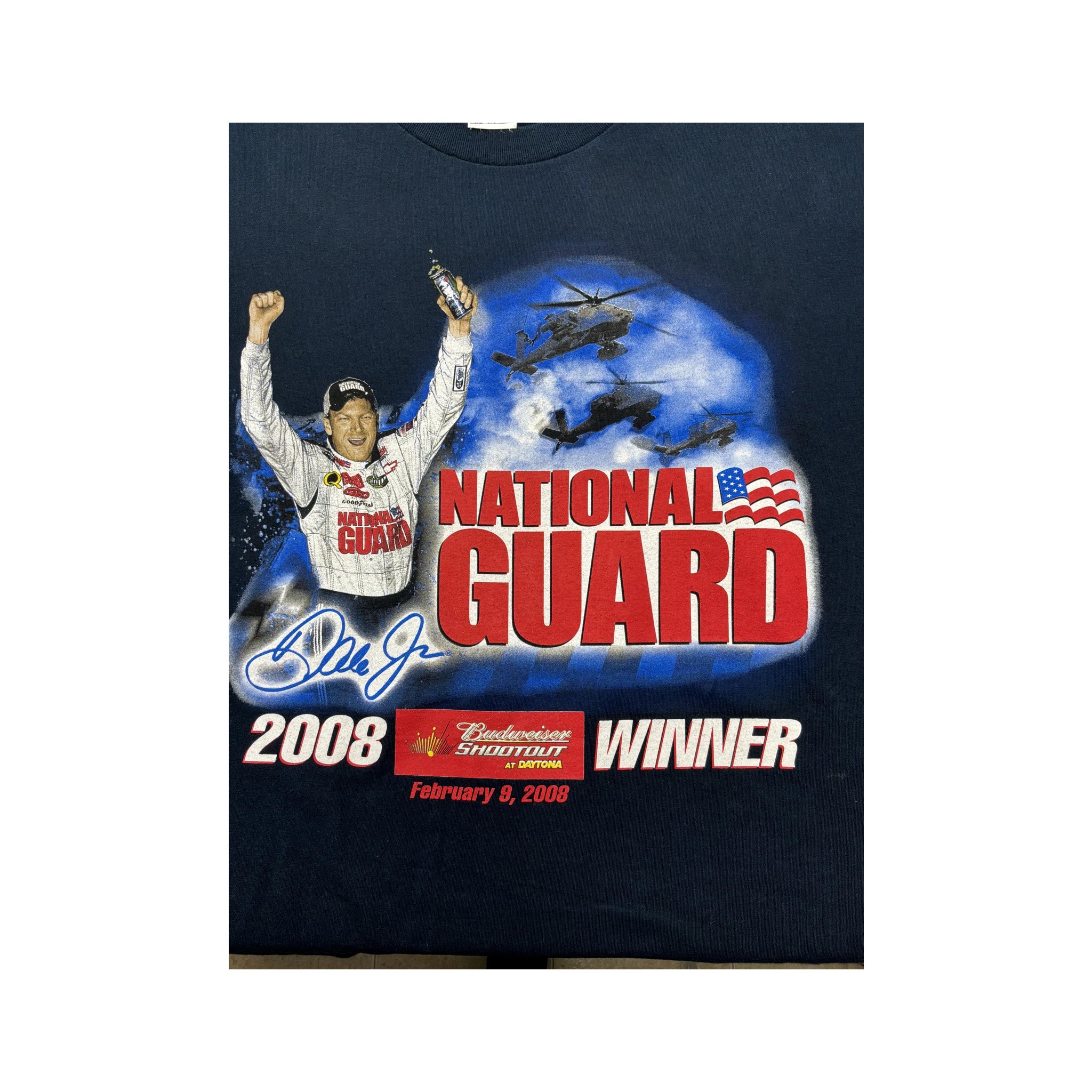 T-shirt NASCAR Chase Authentics Dale Jr National Guard 2008 Budweiser Shootout Winner