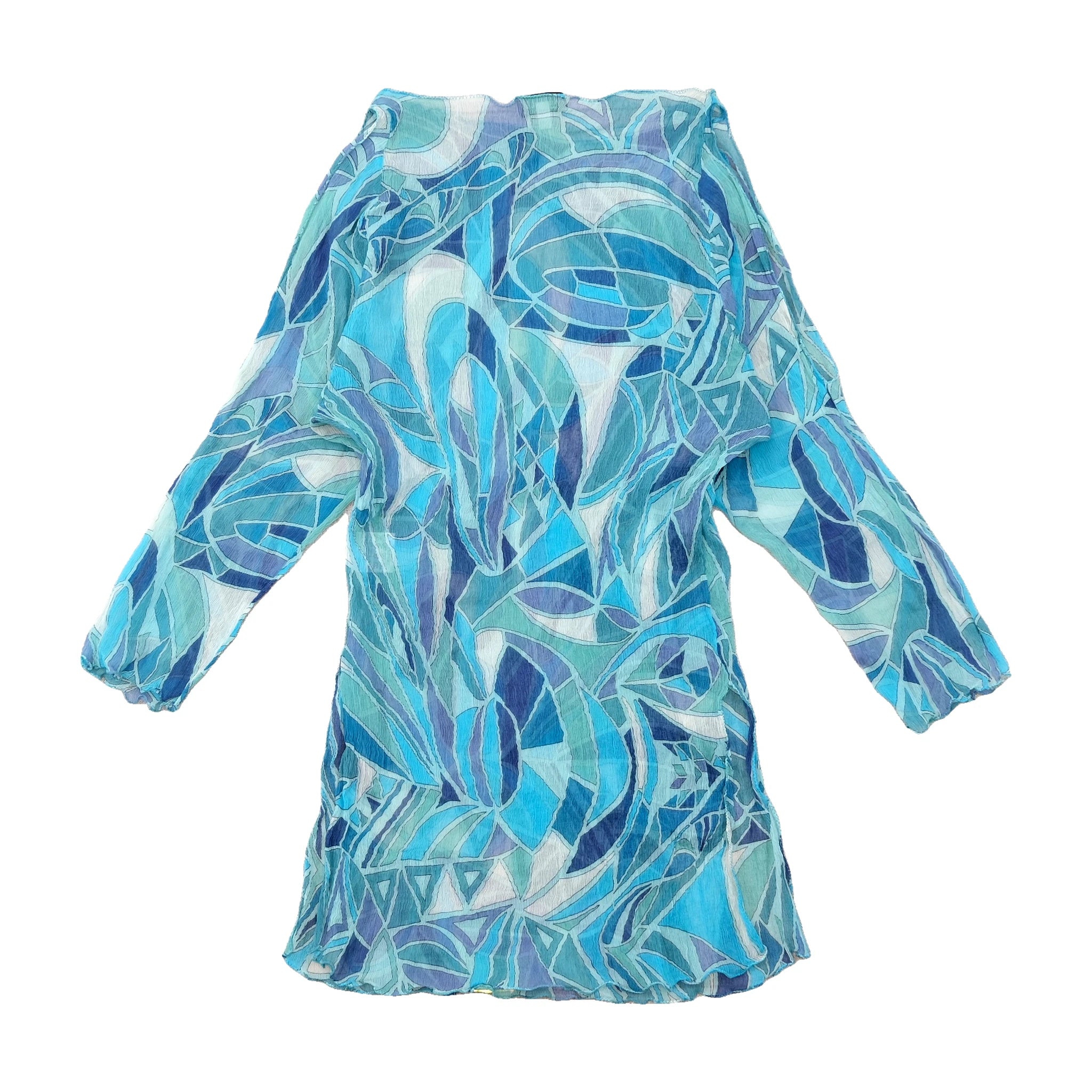 Marella Blue Abstract Print Boat-Neck Tunic Blouse