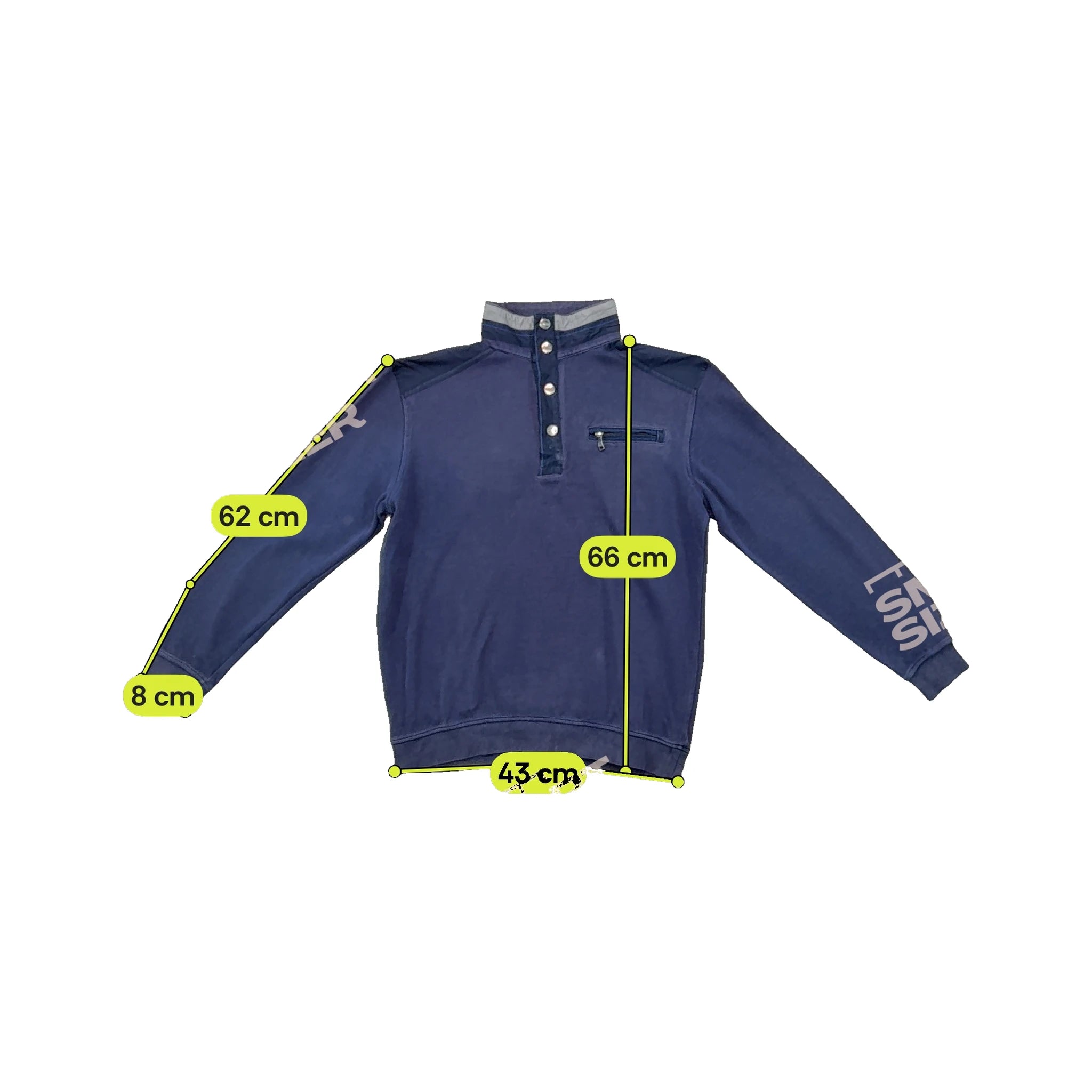 Delahaye Vintage Navy Half Button Mock Neck Sweater