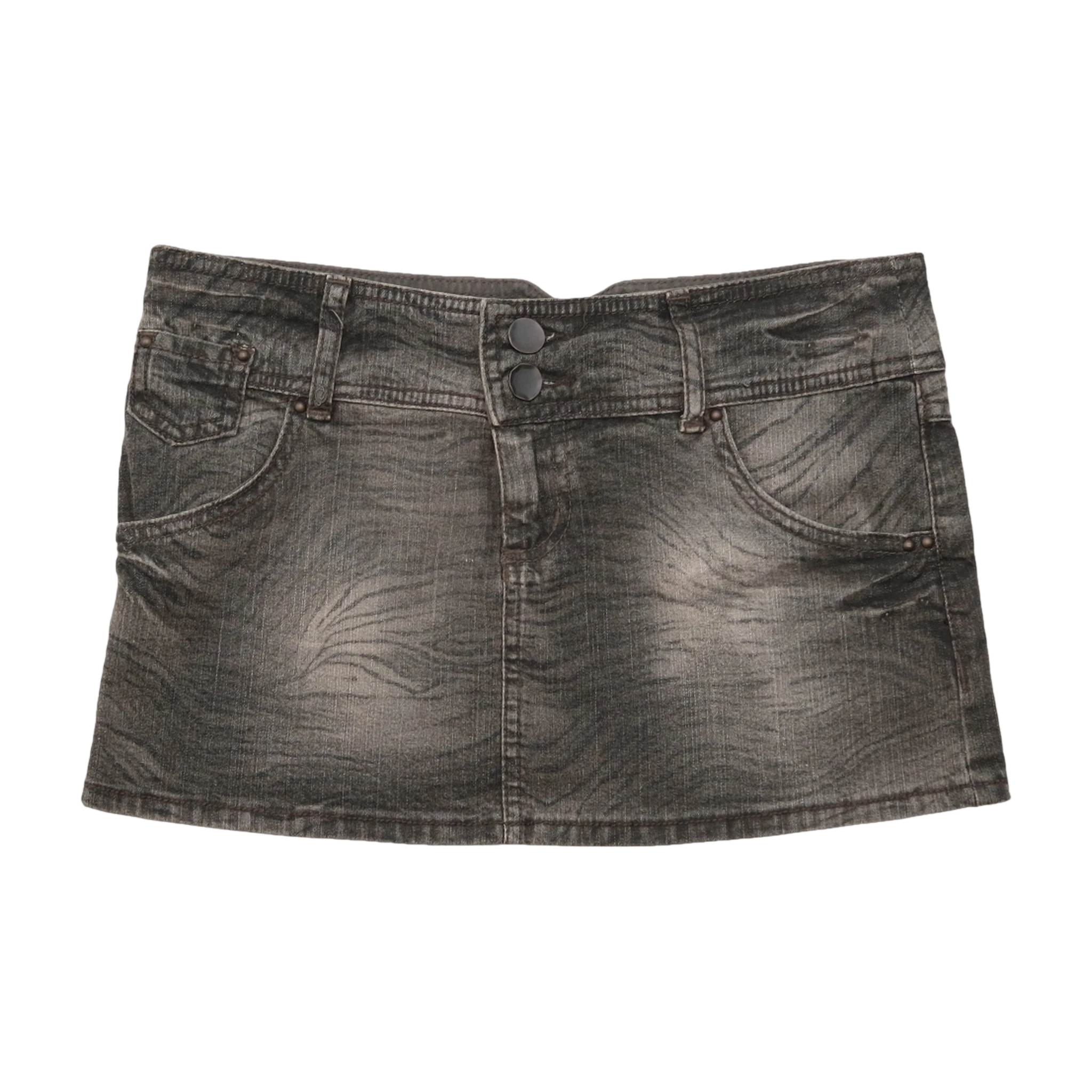 Stradivarius Faded Gray Denim Mini Skirt