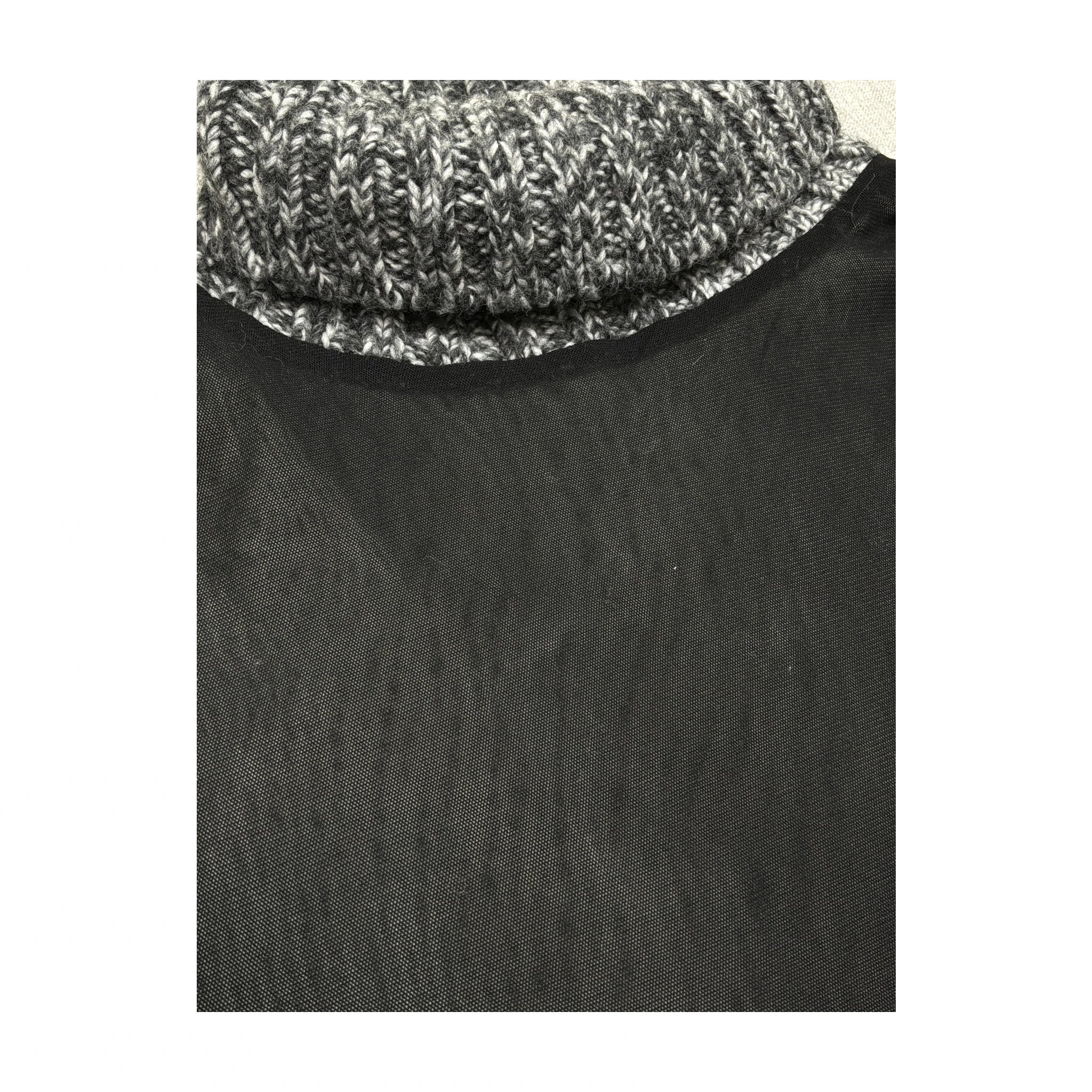 Top Maurice Abot Transparente preto em Rede com gola alta e gola e Punhos de malha