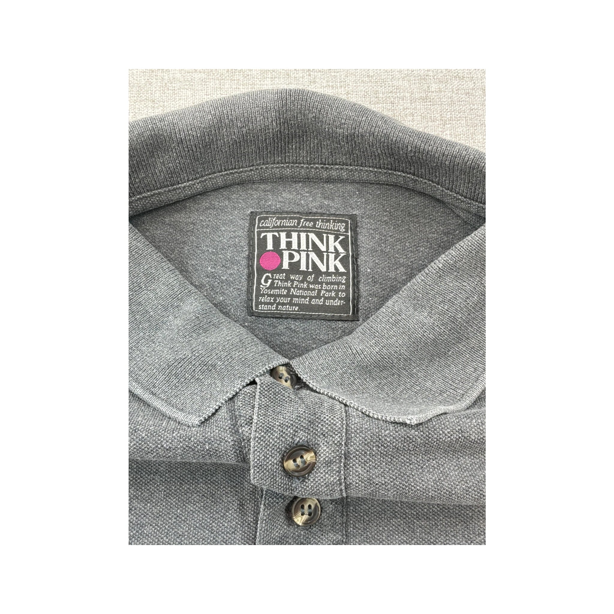 Think Pink Heather Gray Short Sleeve Polo Shirt