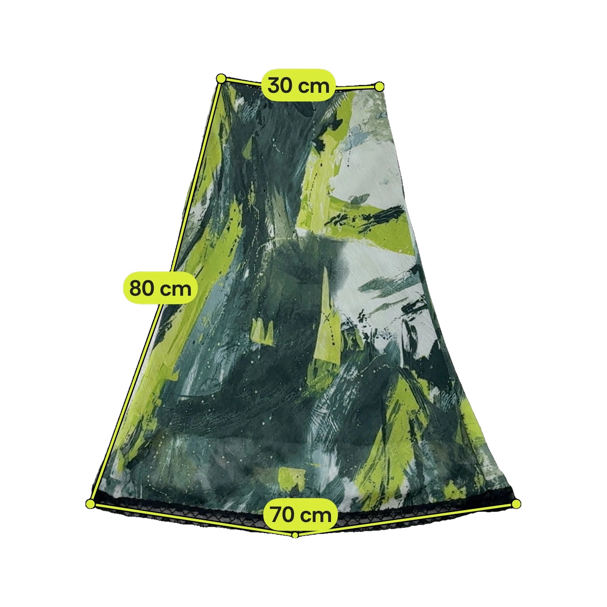 Abstract Print Lace Trim Midi Skirt