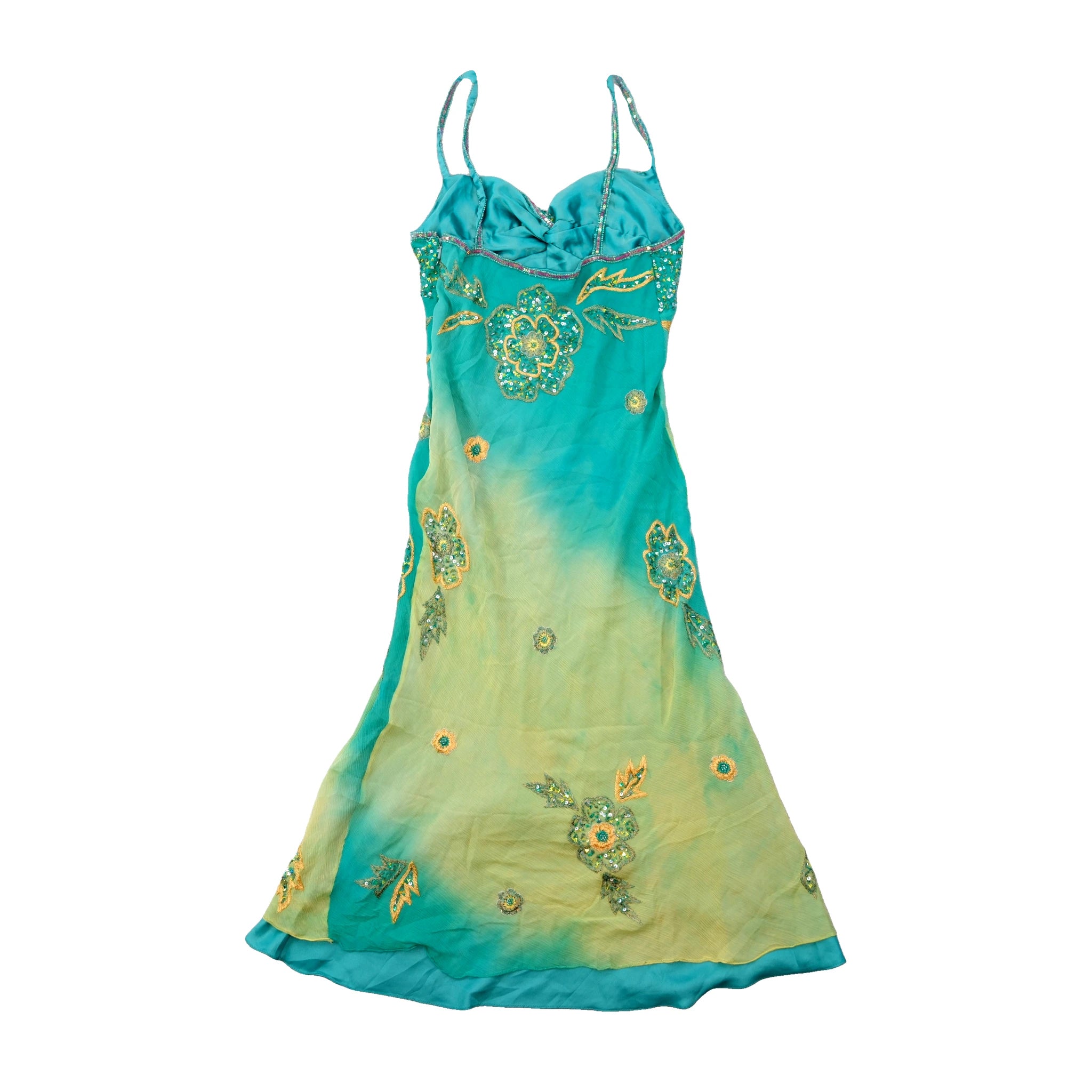 Embellished Ombré Floral Slip Dress