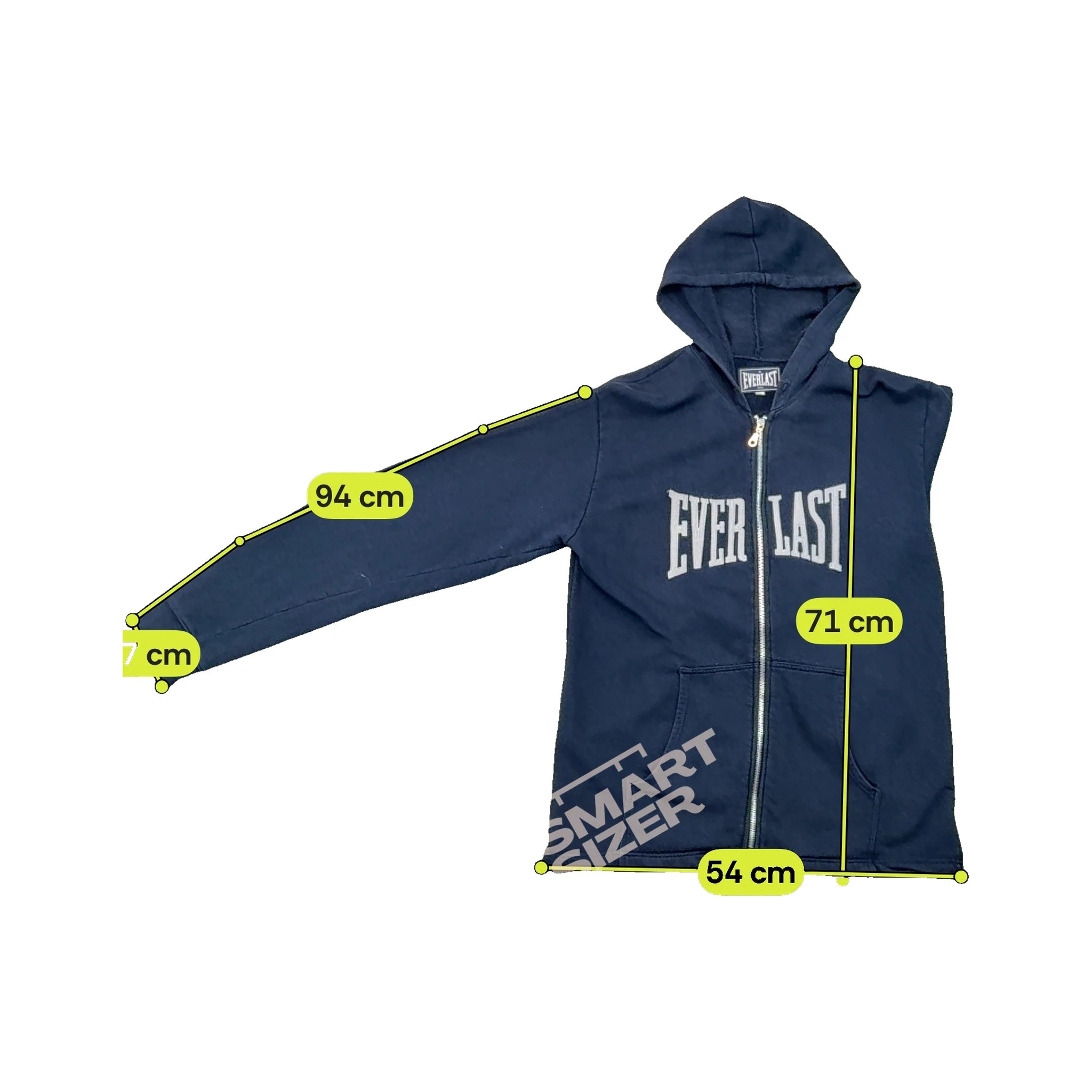 Everlast Vintage Navy Cotton Full Zip Logo Hoodie