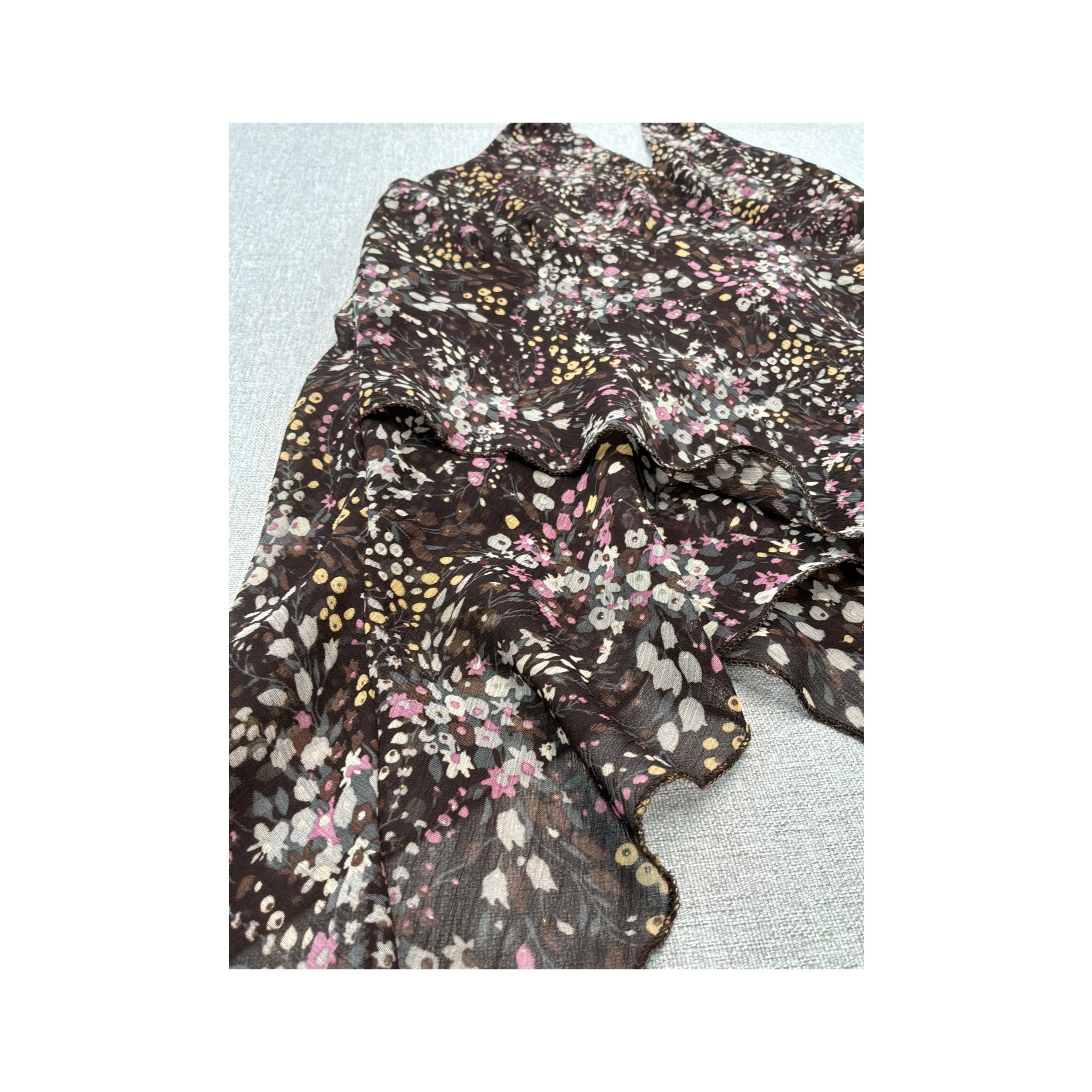 Silk Floral Handkerchief Halter Tank Top
