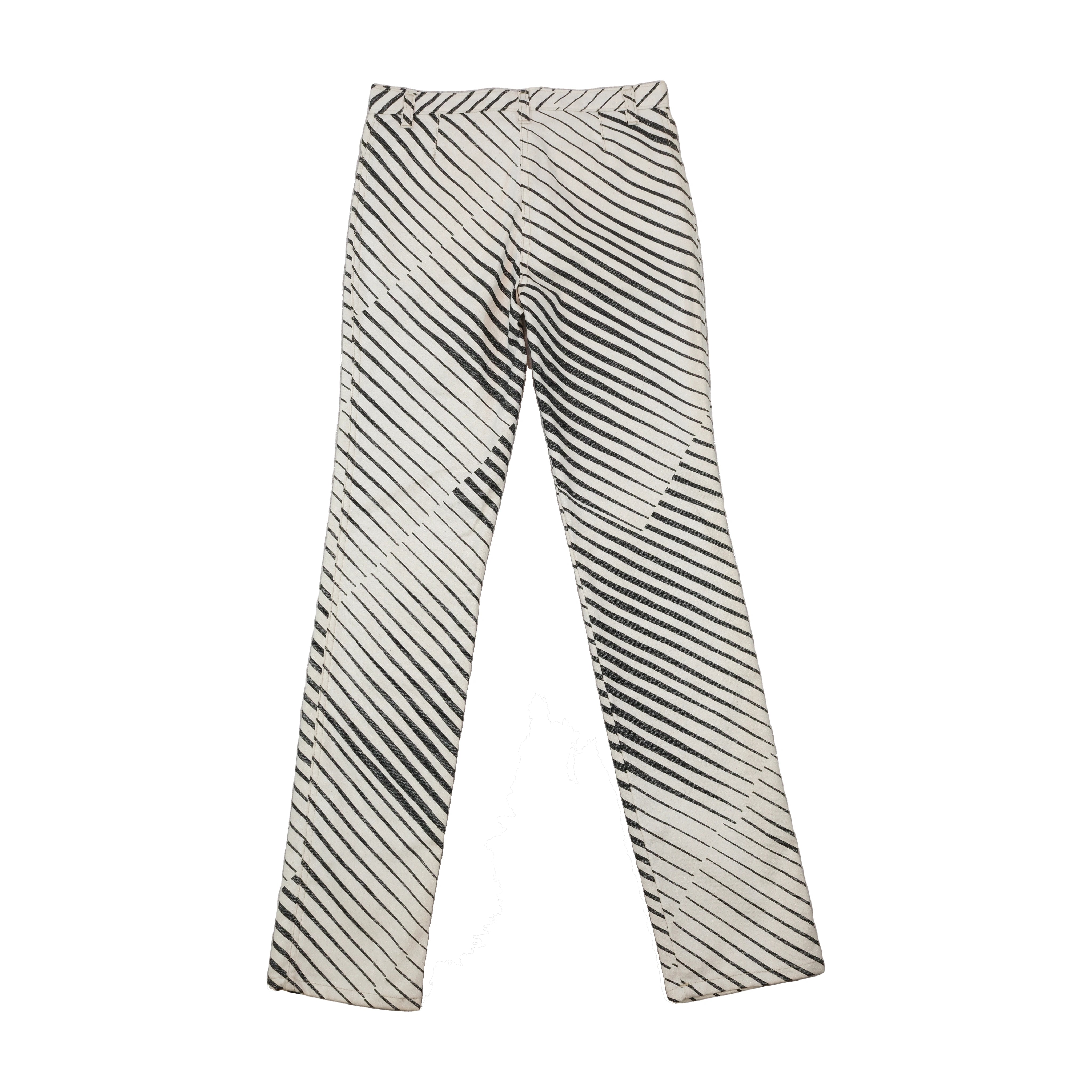N.L. Cool Diagonal Stripe Cotton Blend Pants (New With Tag)