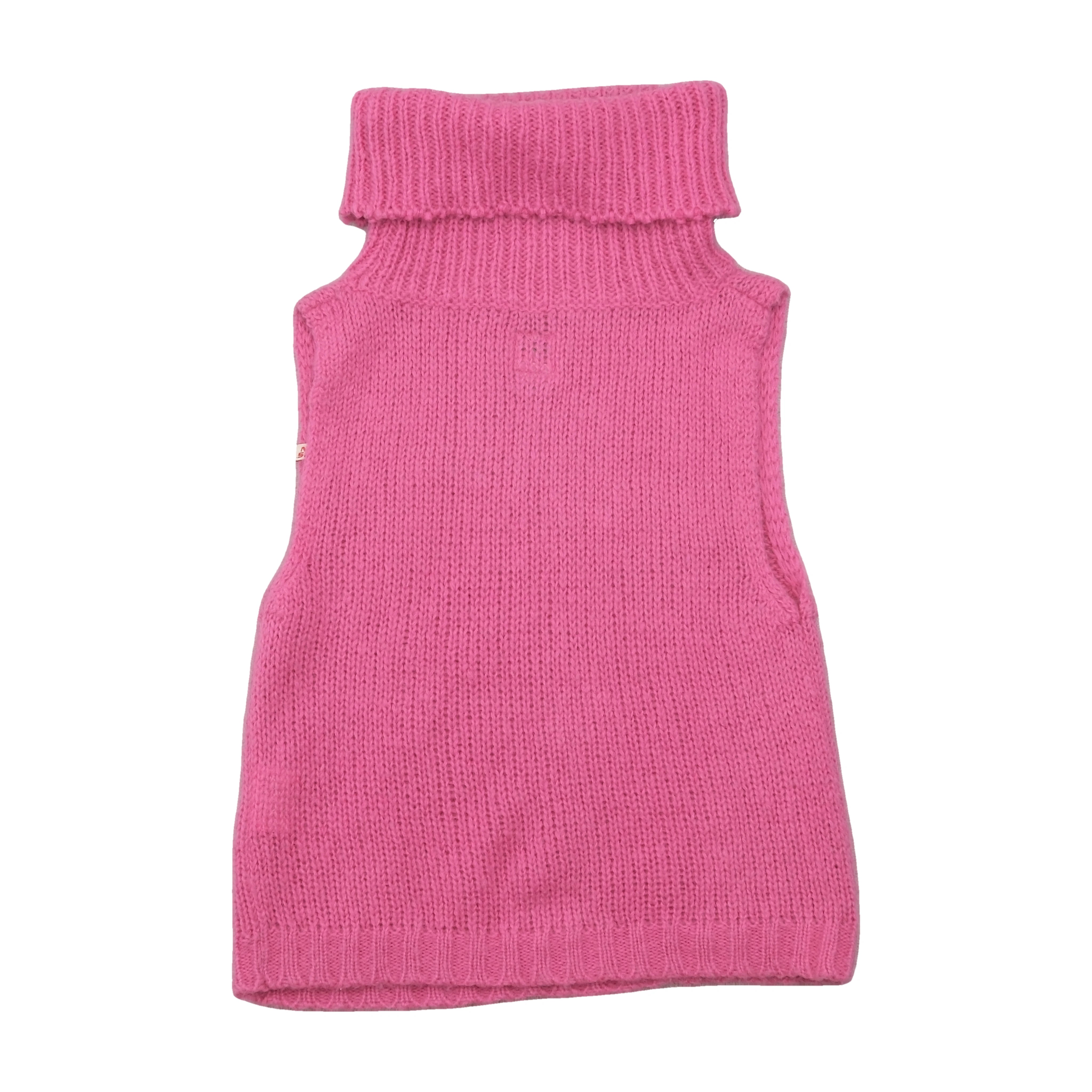 Miss Sixty Fuzzy Pink Mohair Turtleneck Sleeveless Sweater