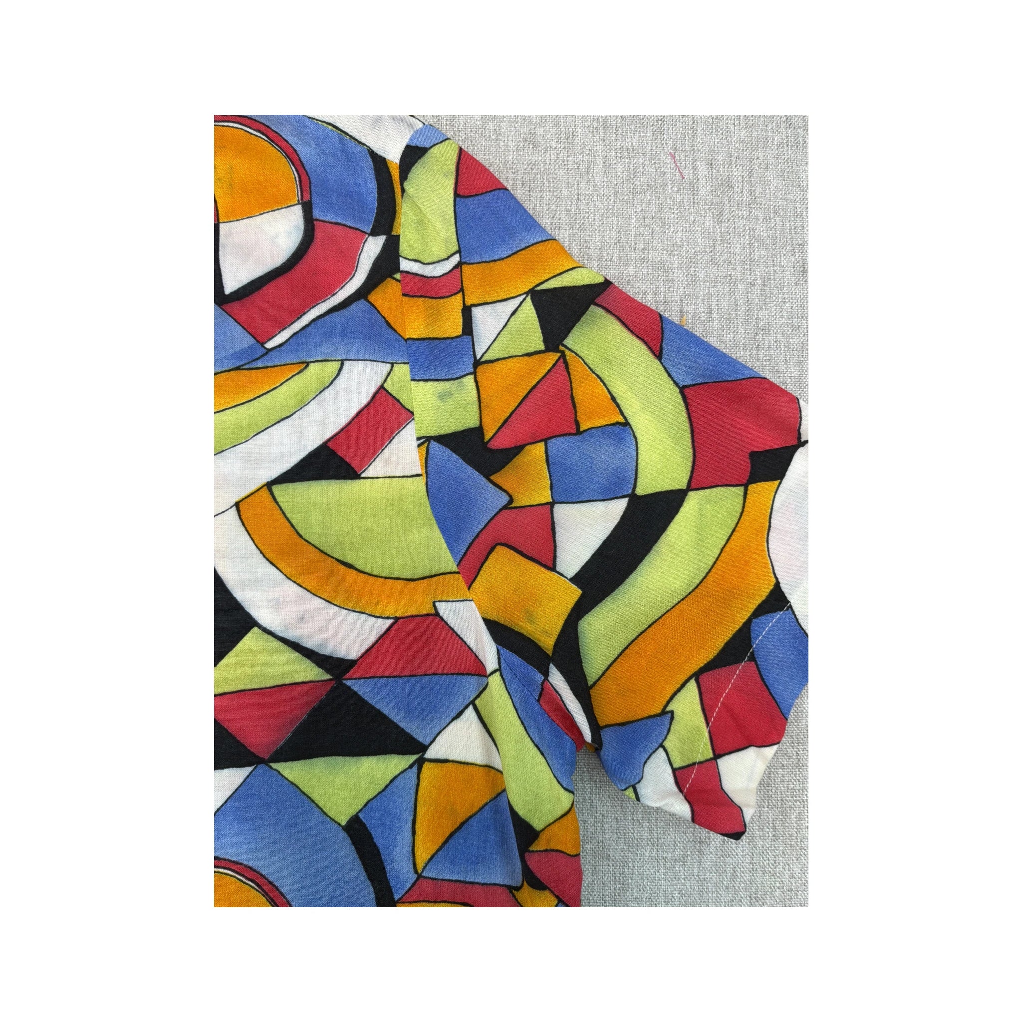 United Colors of Benetton Multicolor Geometric Print Short Sleeve Button Up Shirt