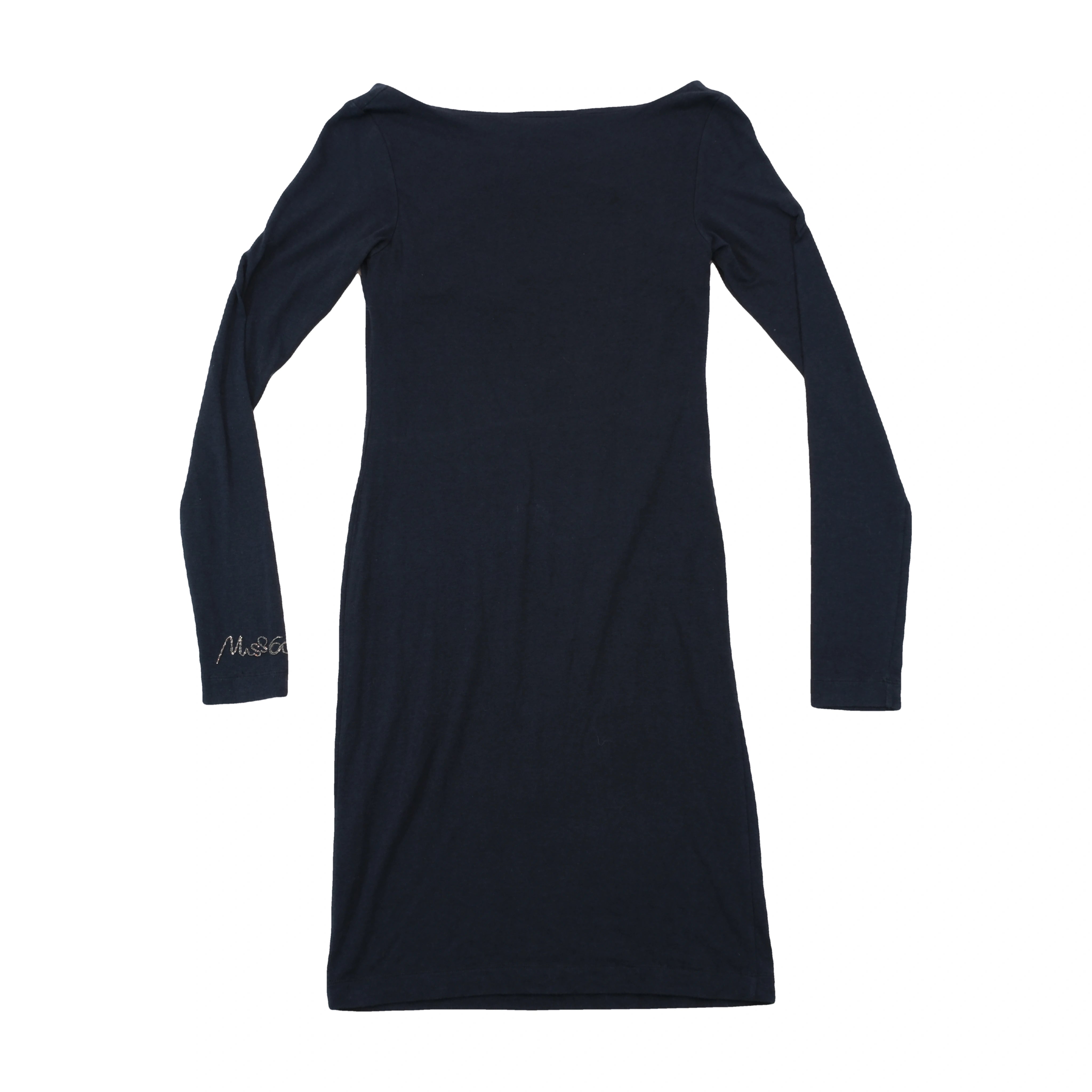 Miss Sixty Collection Rhinestone Script Long Sleeve Bodycon Dress