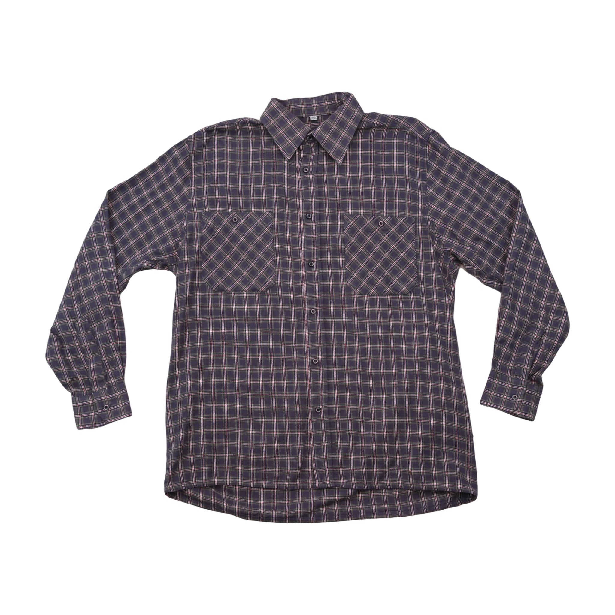 Vintage Gray Plaid Cotton Button Up Shirt
