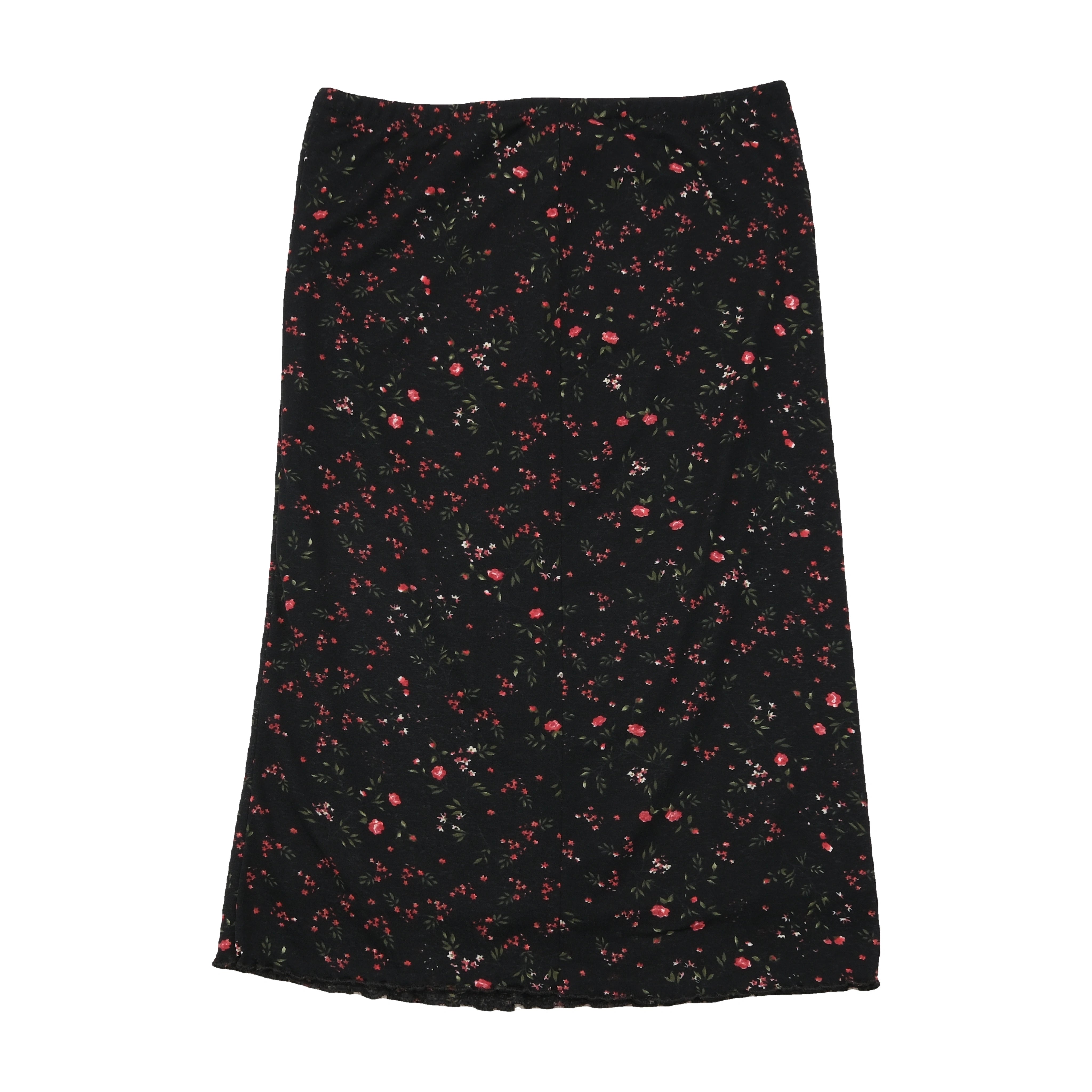 Vintage Black Ditsy Floral Midi Skirt