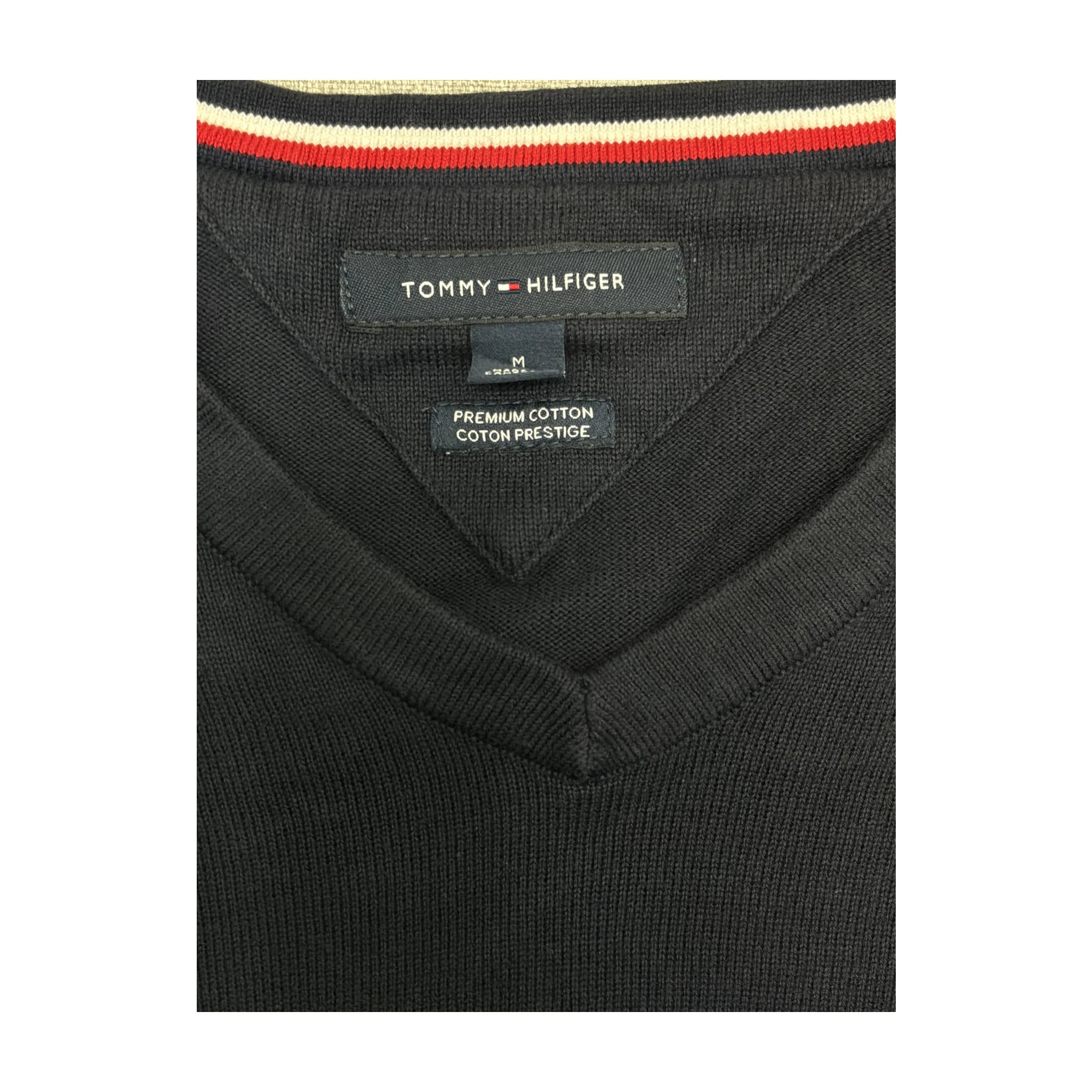 Tommy Hilfiger Navy V-Neck Cotton Sweater (Size M)