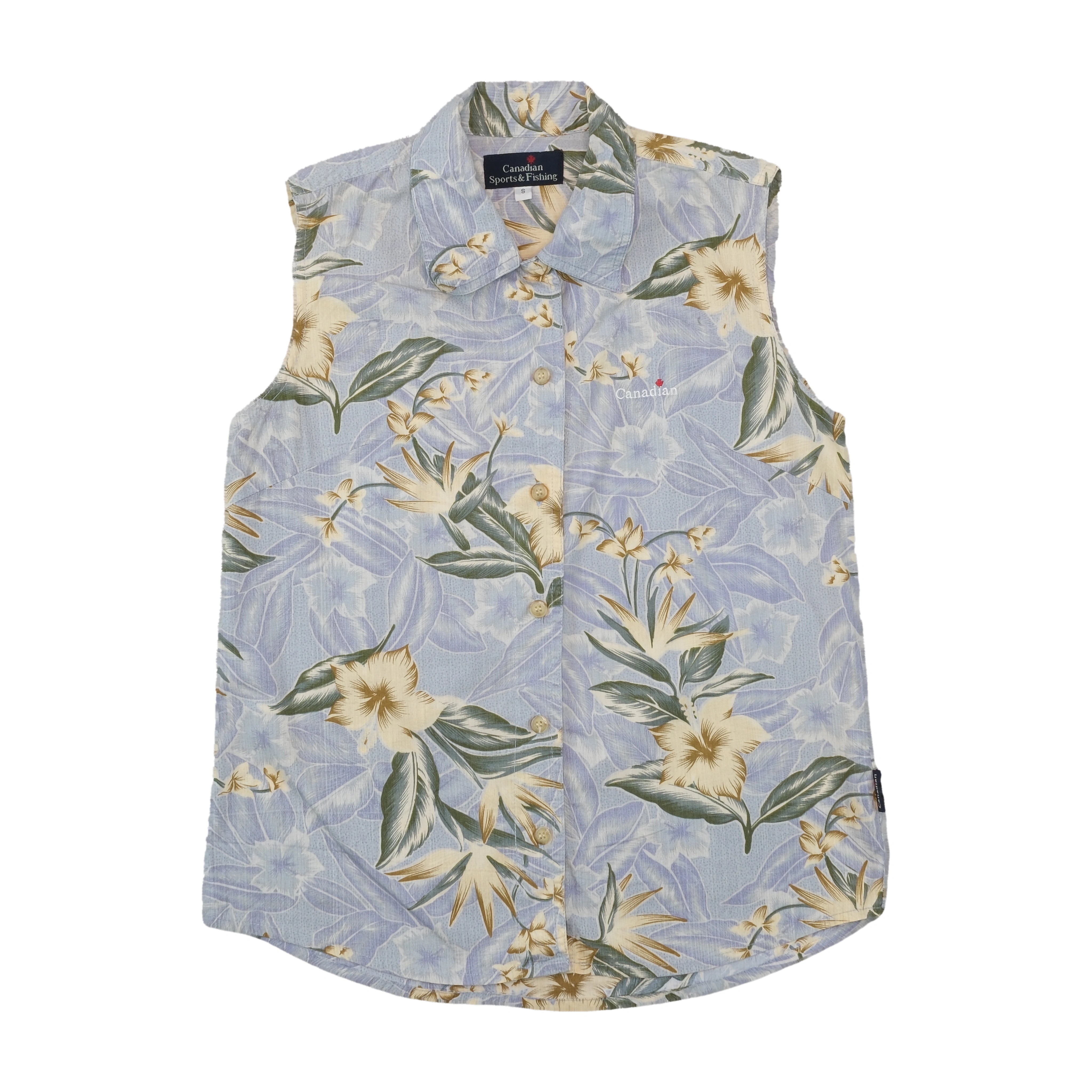 Canadian Sports & Fishing Floral Sleeveless Button-Up Shirt