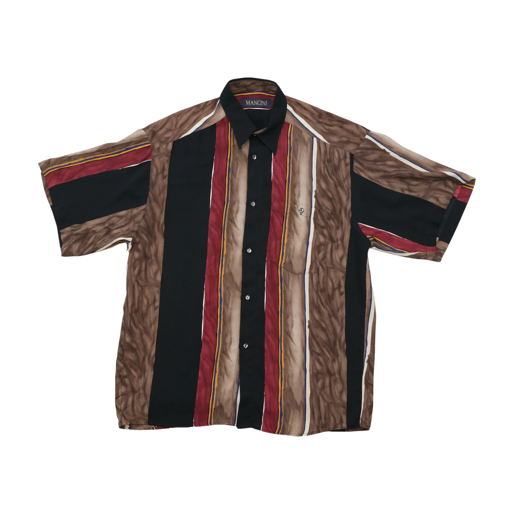Mancini Abstract Vertical Stripe Short Sleeve Button-Up Shirt