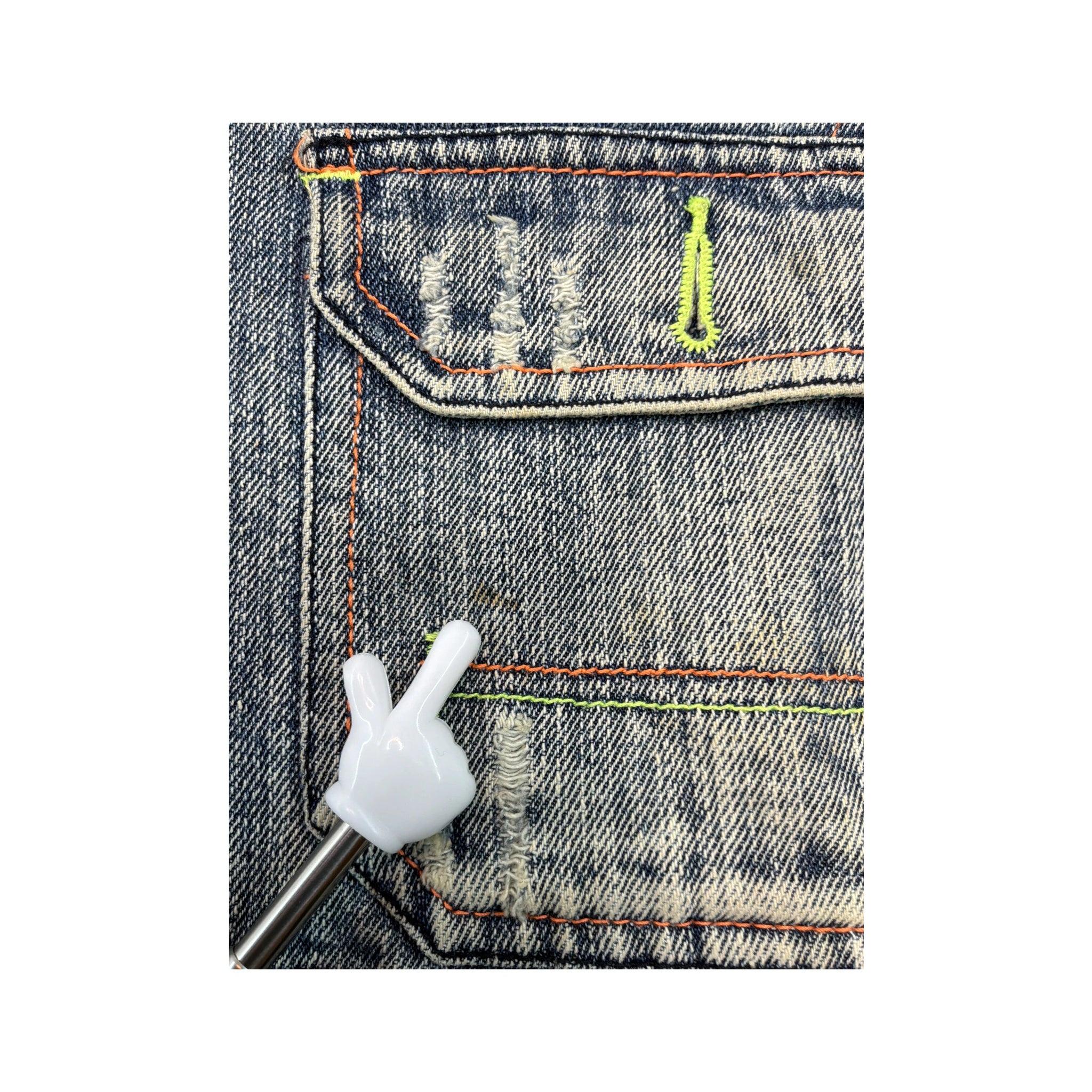 Last Girl Distressed Denim Mini Skirt
