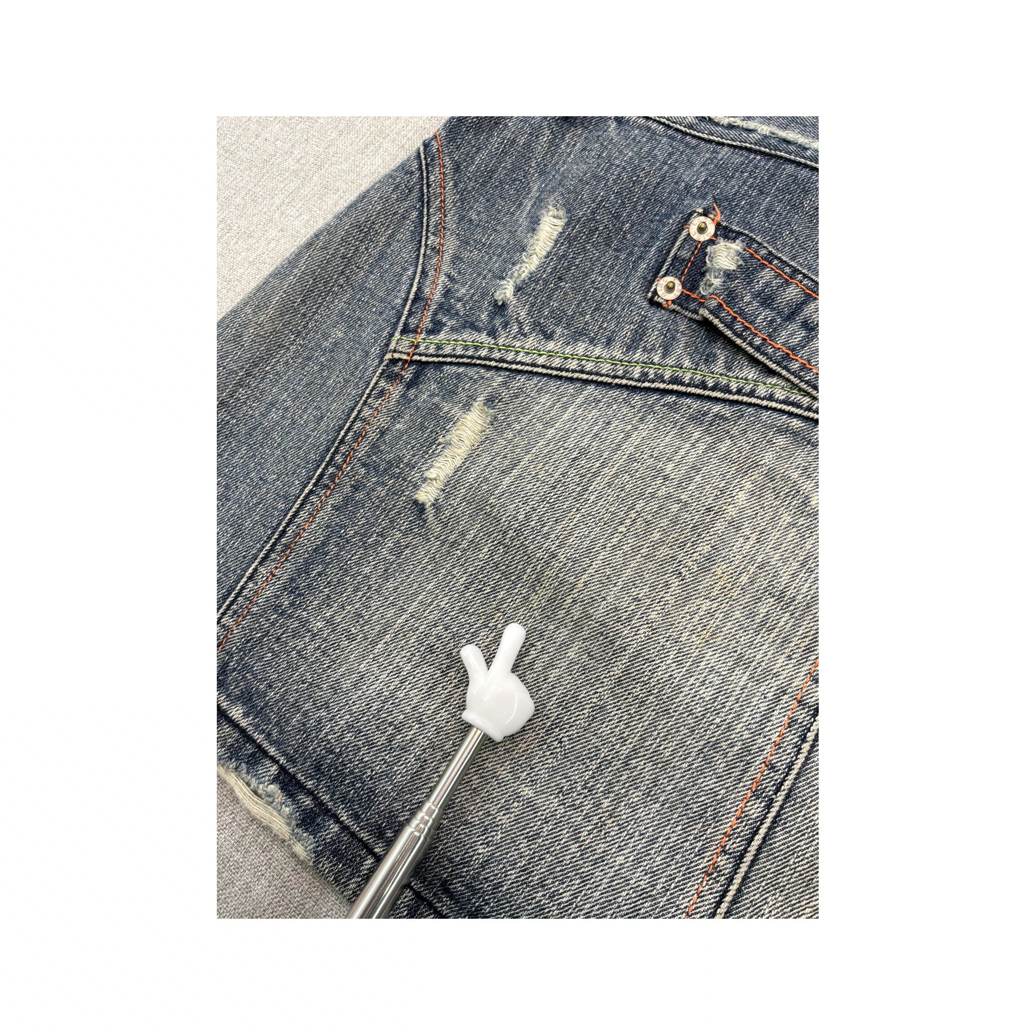 Last Girl Distressed Denim Mini Skirt