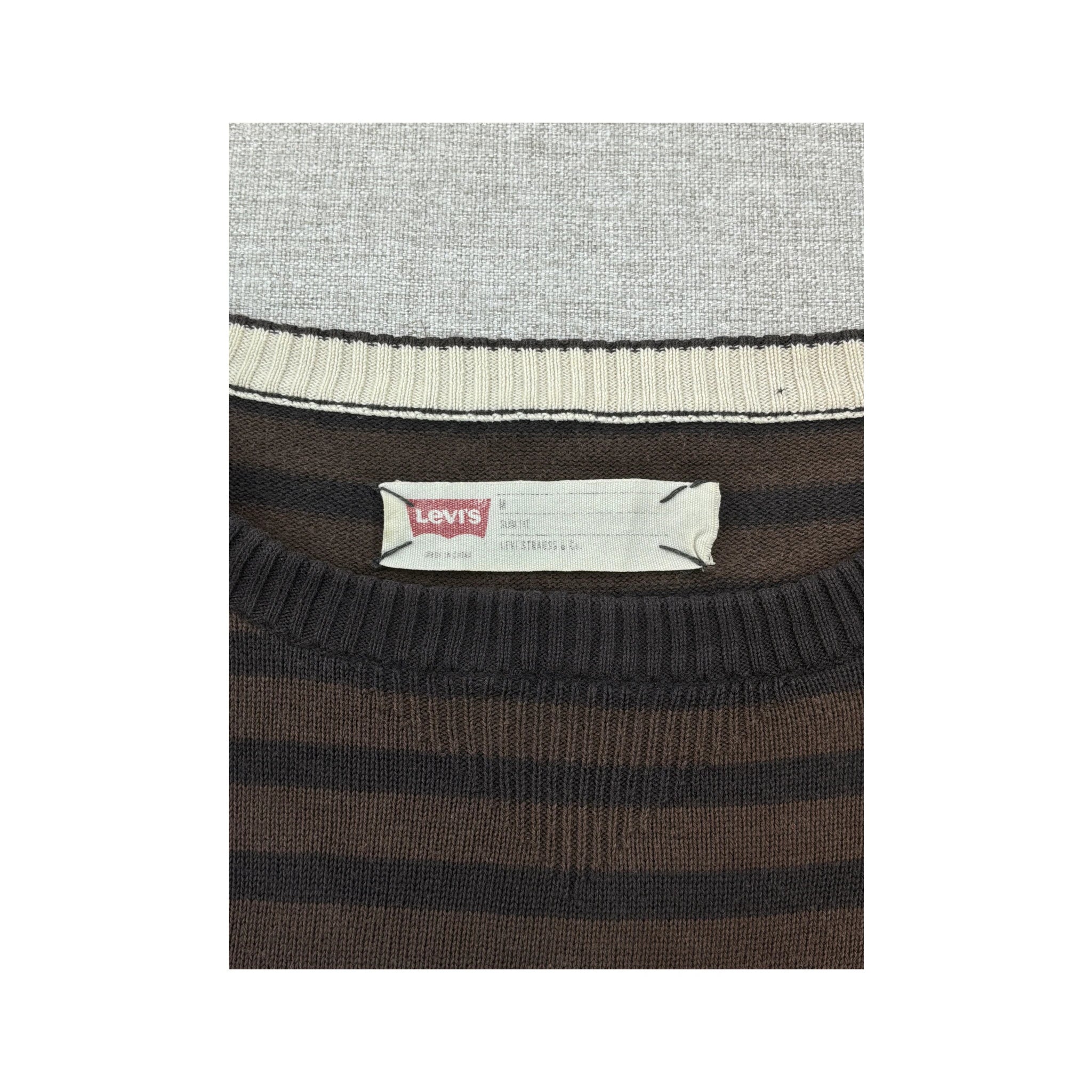 Camisola de malha de gola Redonda Levi's às riscas castanhas e pretas